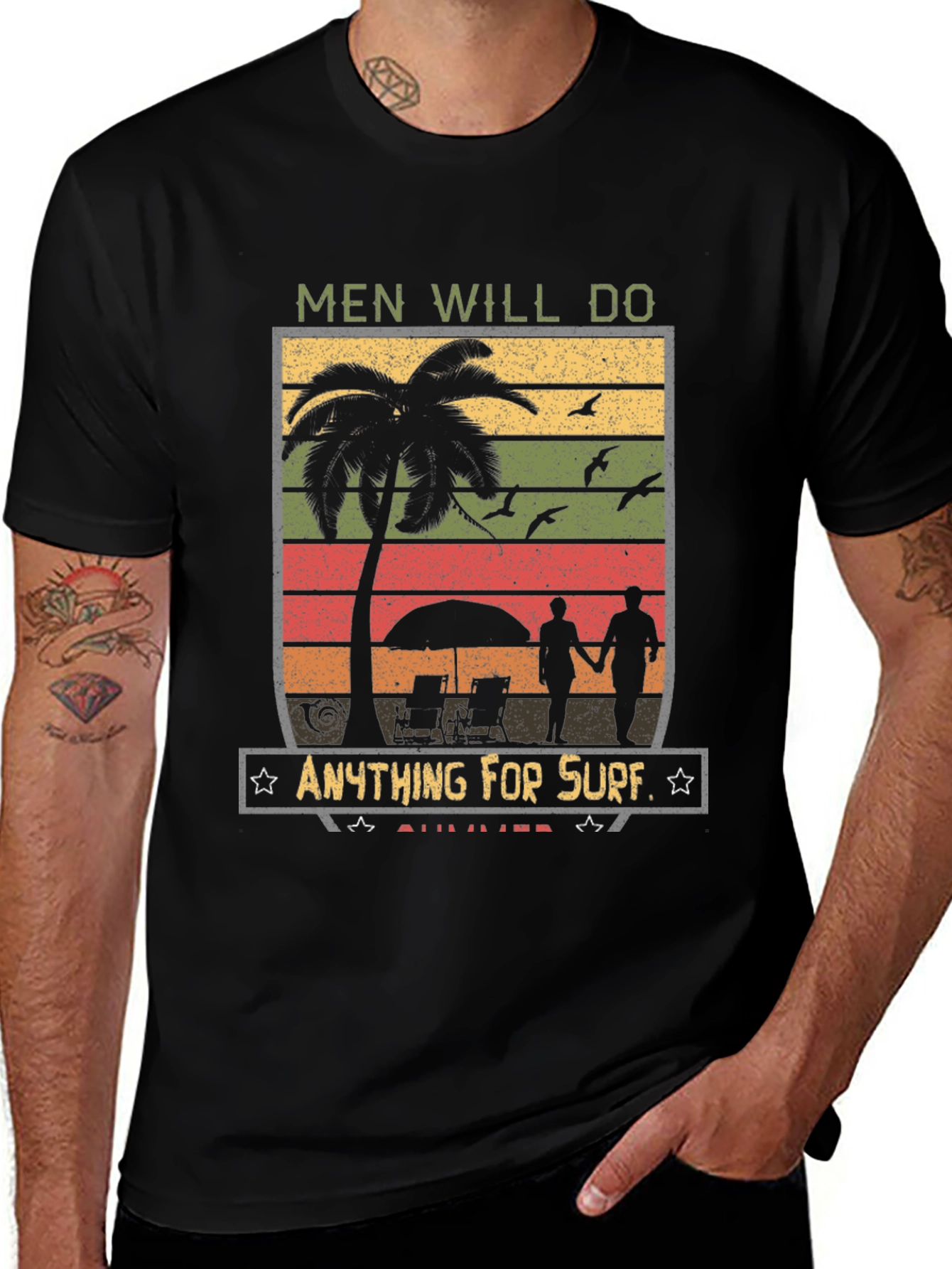 Variant 20 of Men Will Do Anything For Surf Beach T-Shirt