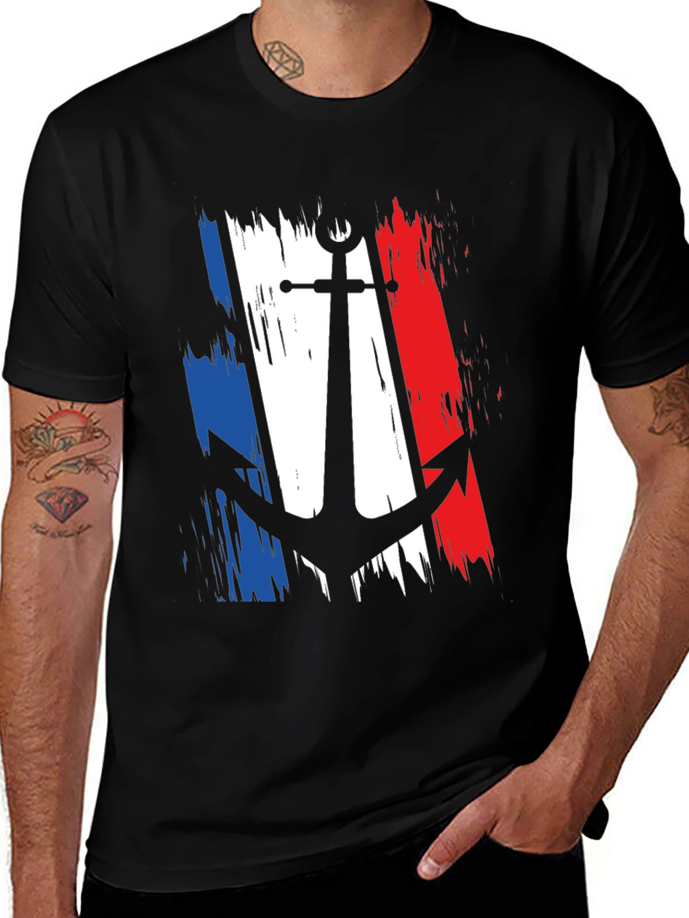 Nautical Anchor French Flag T-Shirt