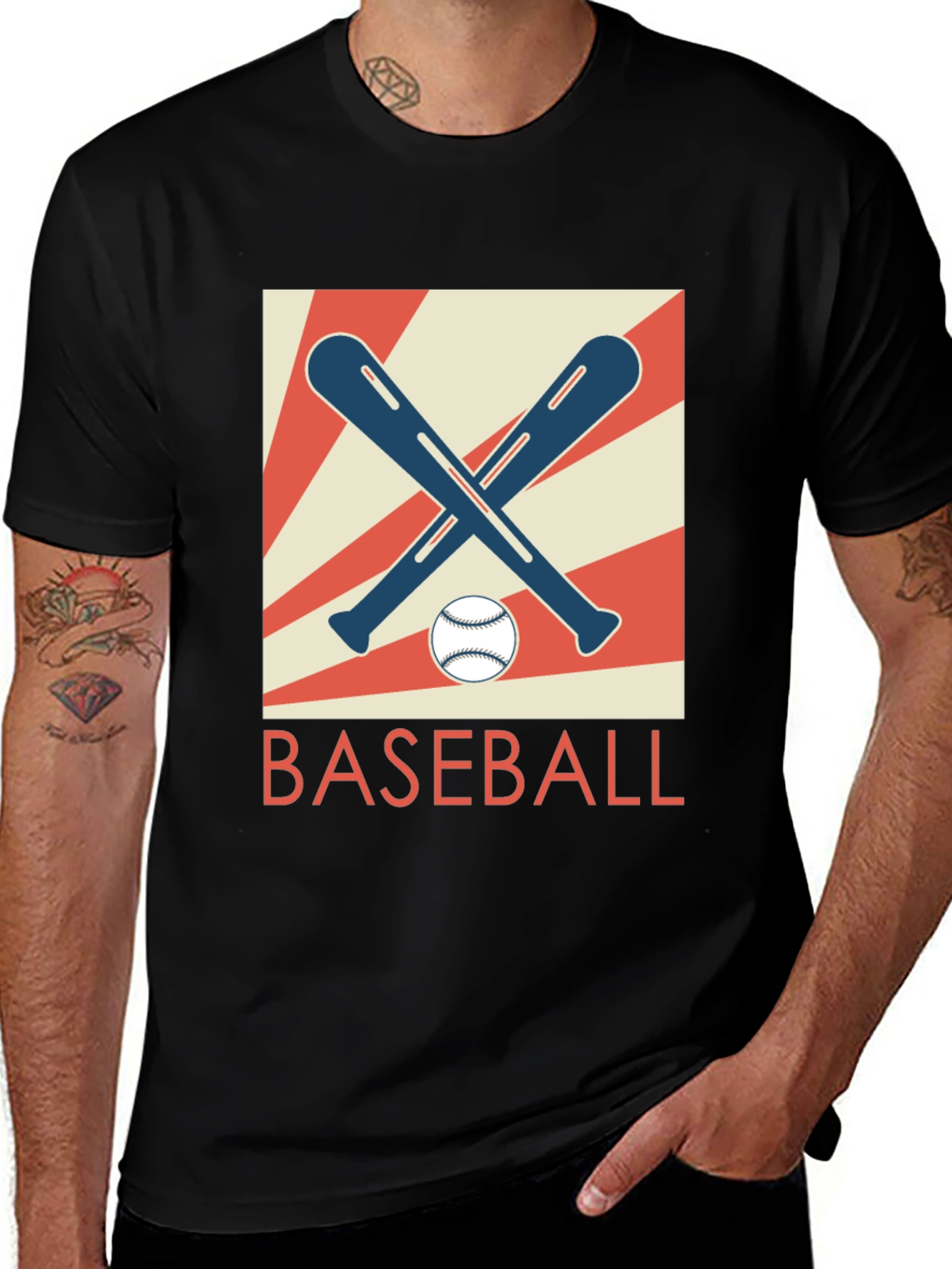 Variant 17 of Retro Baseball Bats & Ball Graphic T-Shirt