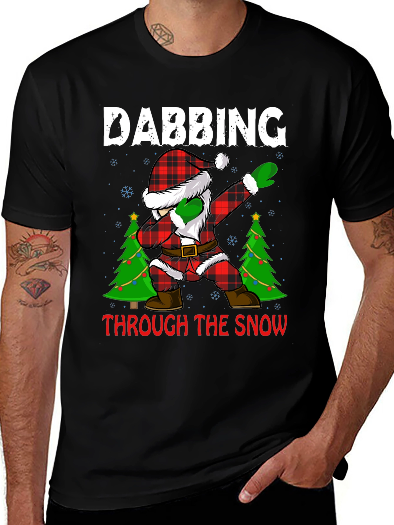 Dabbing Santa Through The Snow Christmas Tee