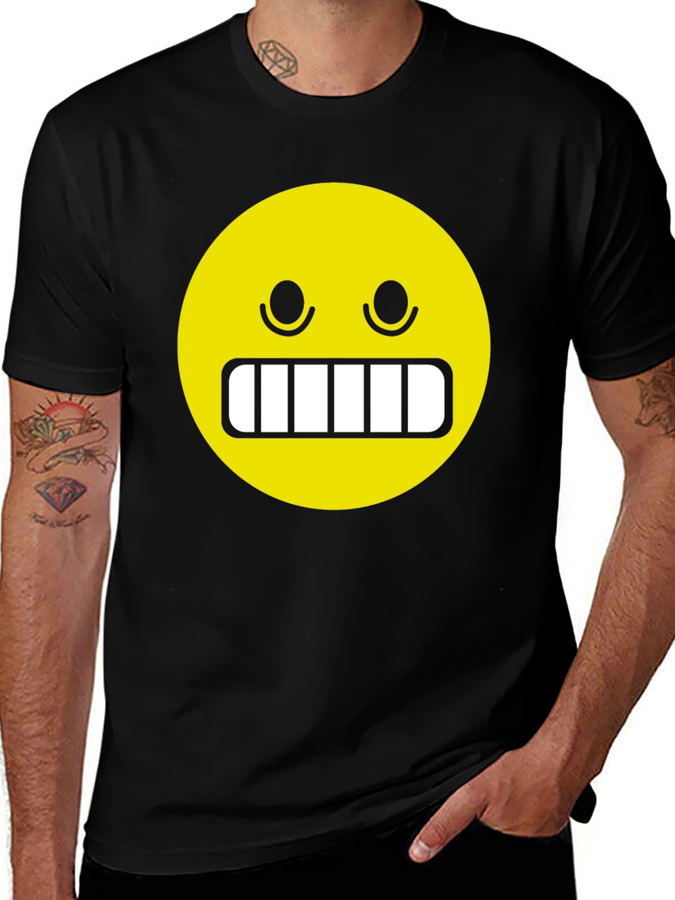 Variant 14 of Funny Emoji Face Graphic Black T-Shirt