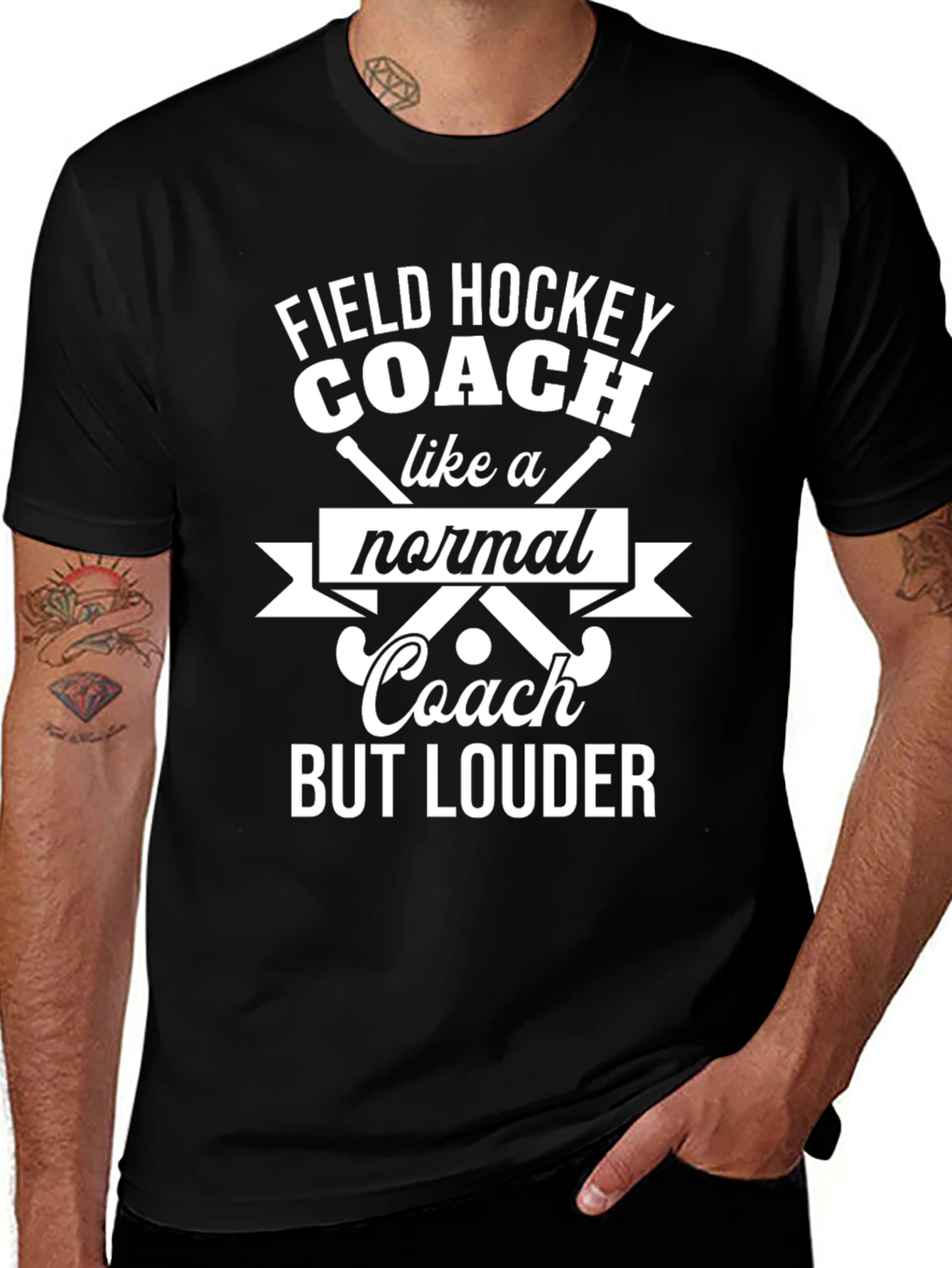 Variant 29 of Funny Field Hockey Coach T-Shirt - But Louder!