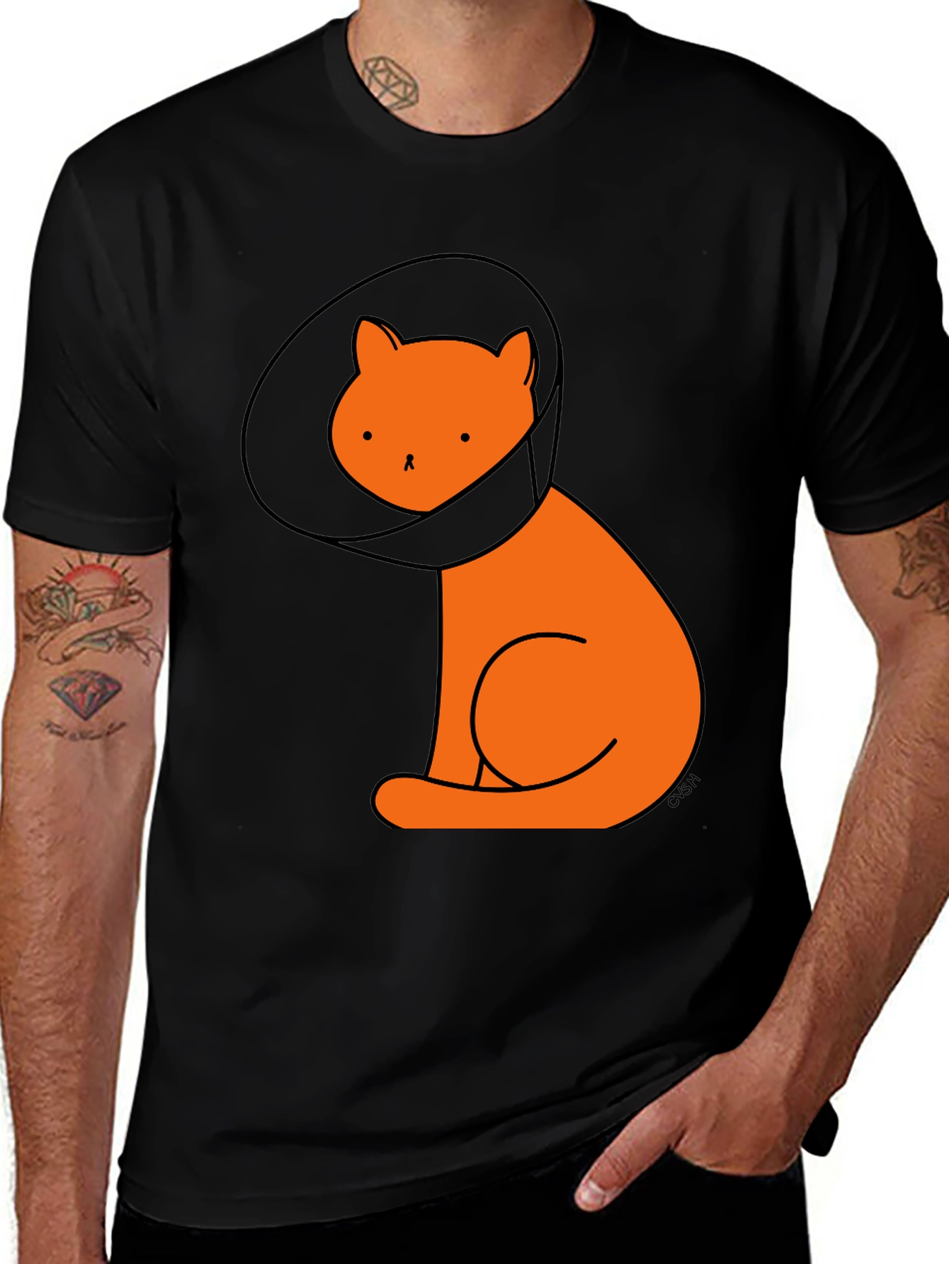Variant 12 of Cone Cat T-Shirt - Unisex Black Tee