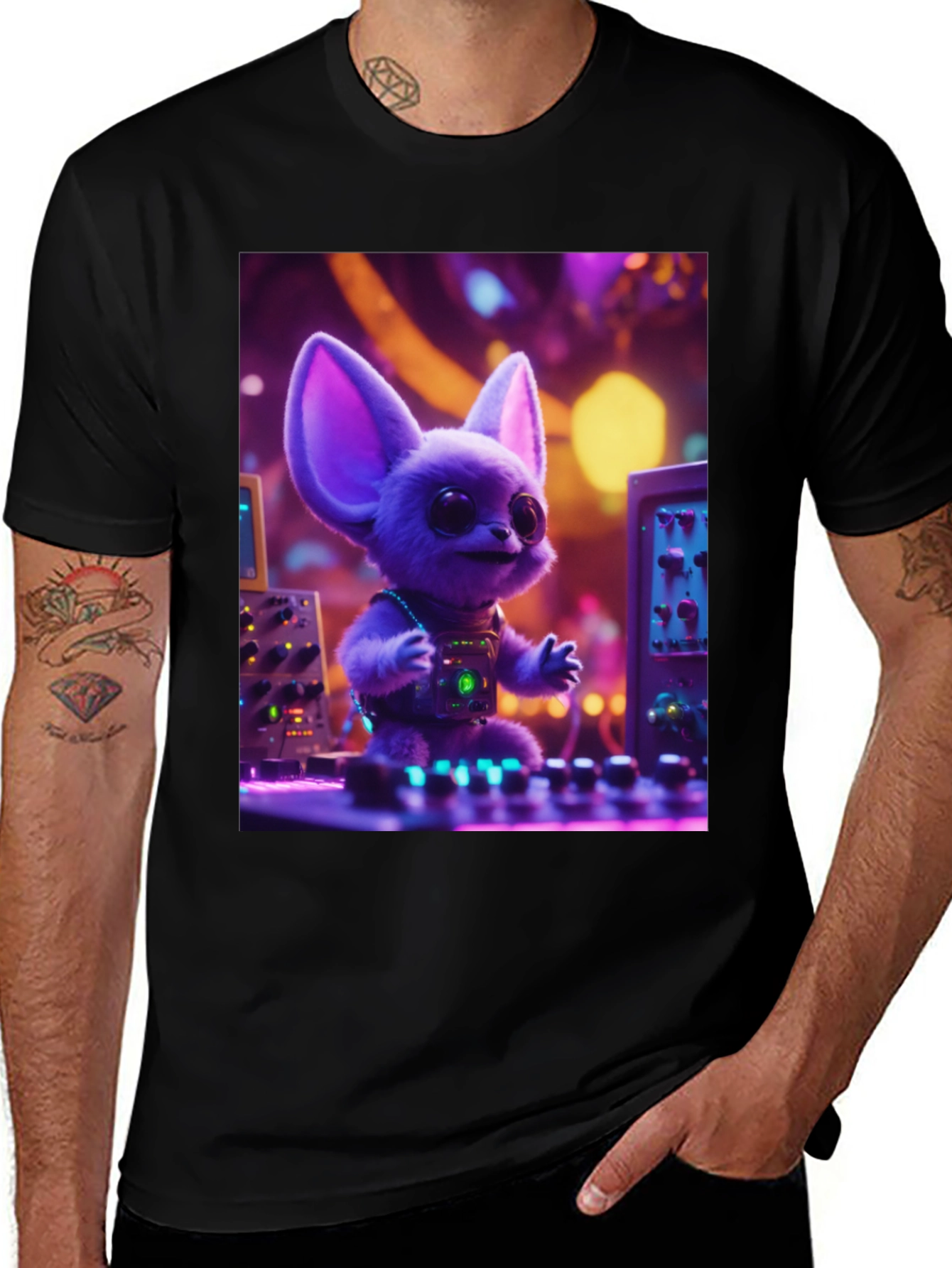 Variant 19 of DJ Fennec Fox Graphic Tee - Party Animal Vibes!