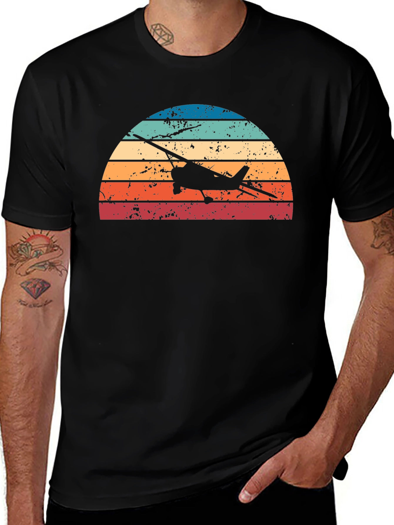 Variant 5 of Vintage Airplane Sunset Graphic Tee