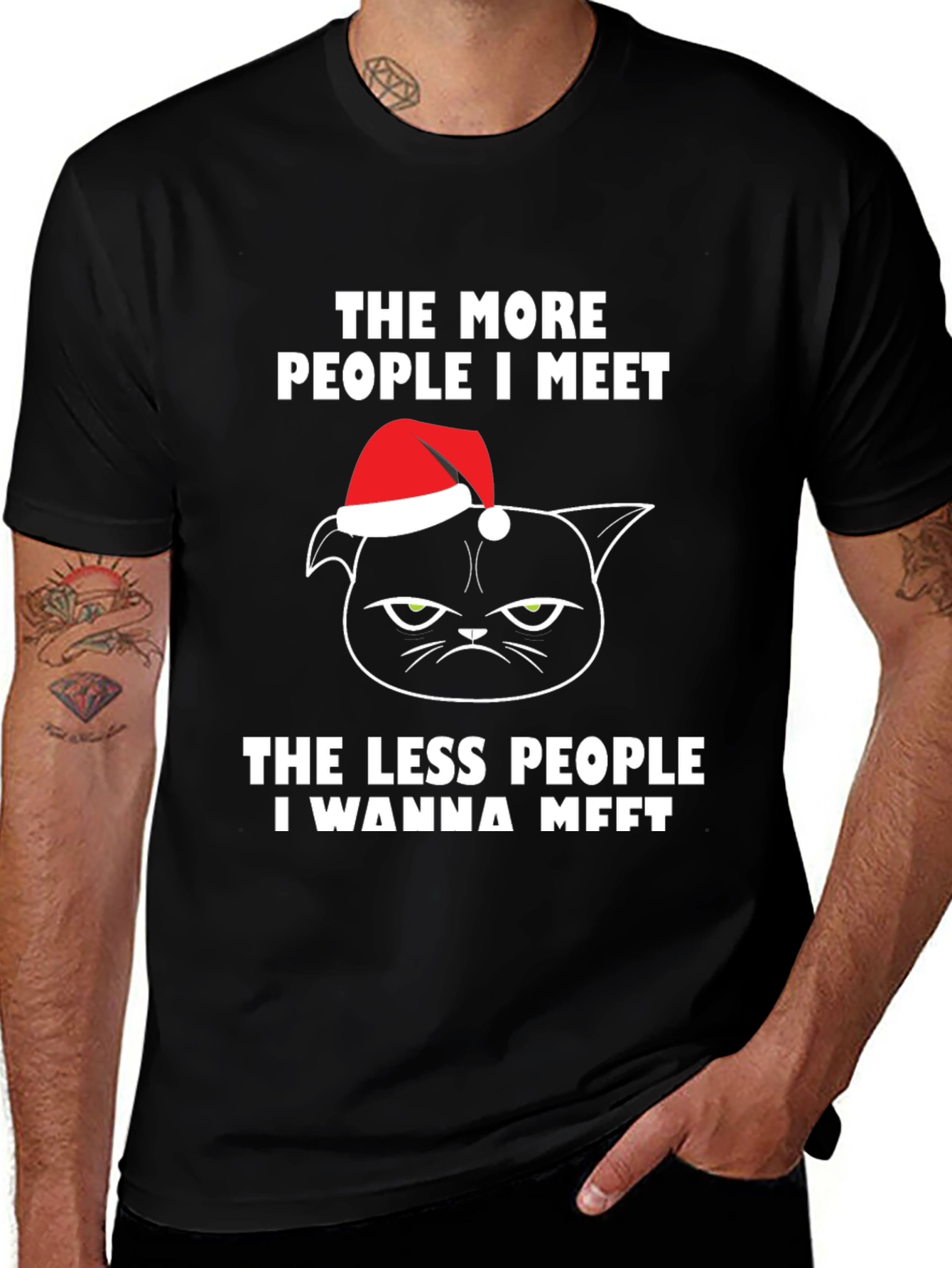 Variant 19 of Grumpy Cat Christmas T-Shirt - The More People I Meet...