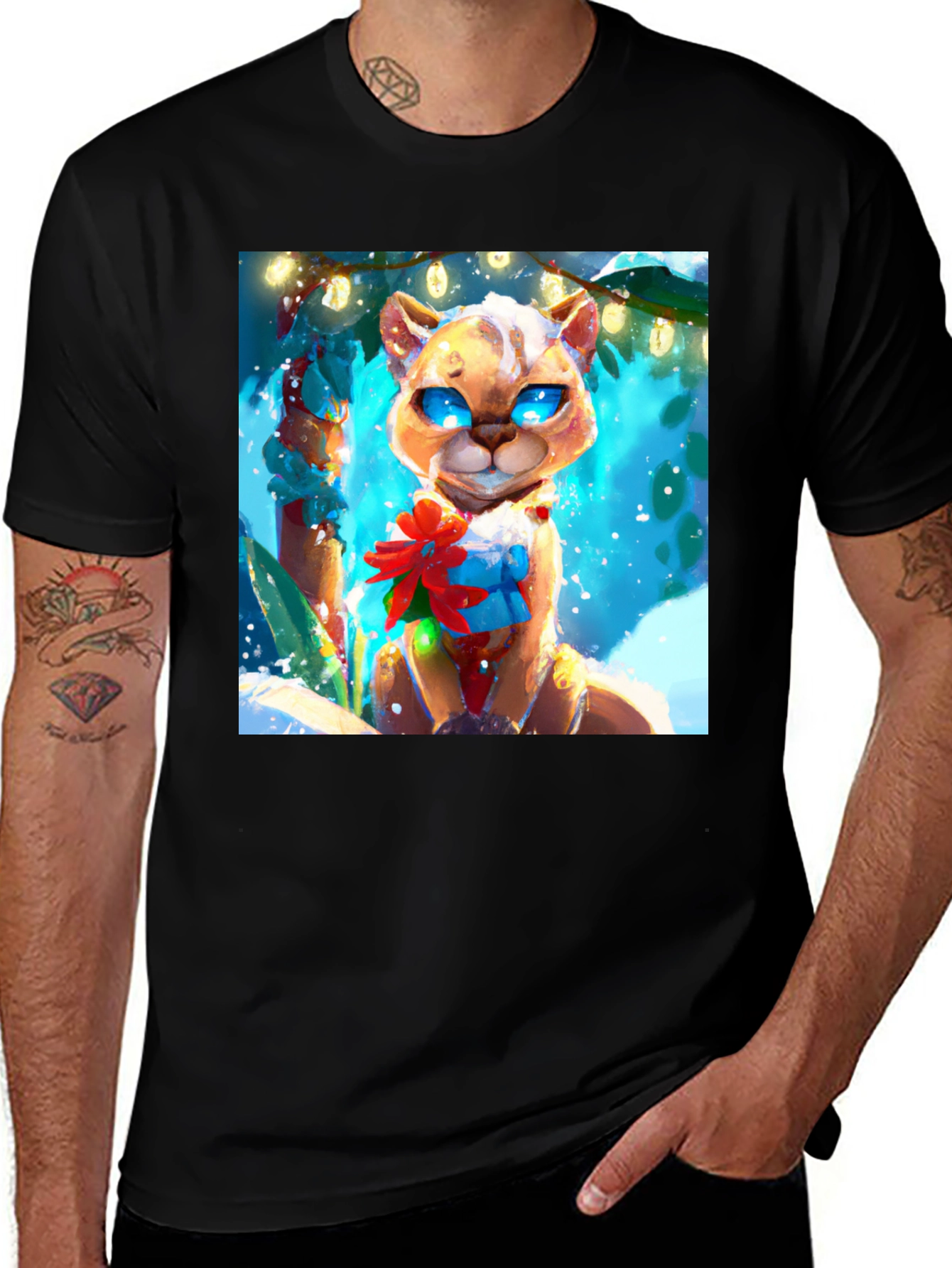Variant 21 of Festive Feline Holiday T-Shirt