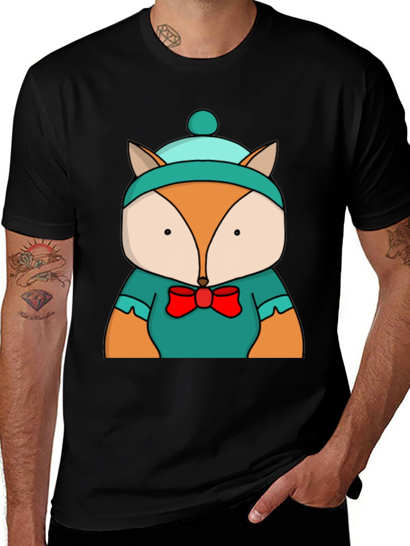 Variant 11 of Fox with Hat T-Shirt - Cute Graphic Tee