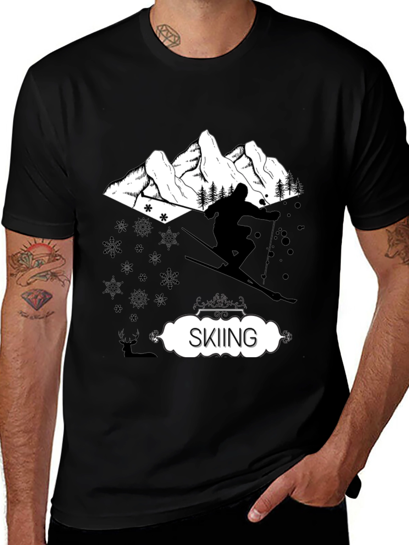 Variant 24 of Skiing Graphic Tee - Mountain Adventure Shirt