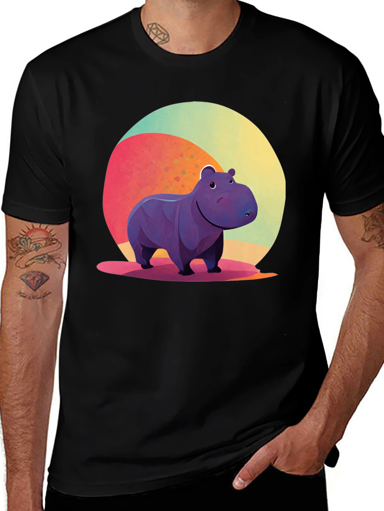Variant 28 of Hippo Graphic Tee - Cool Cartoon Animal T-Shirt