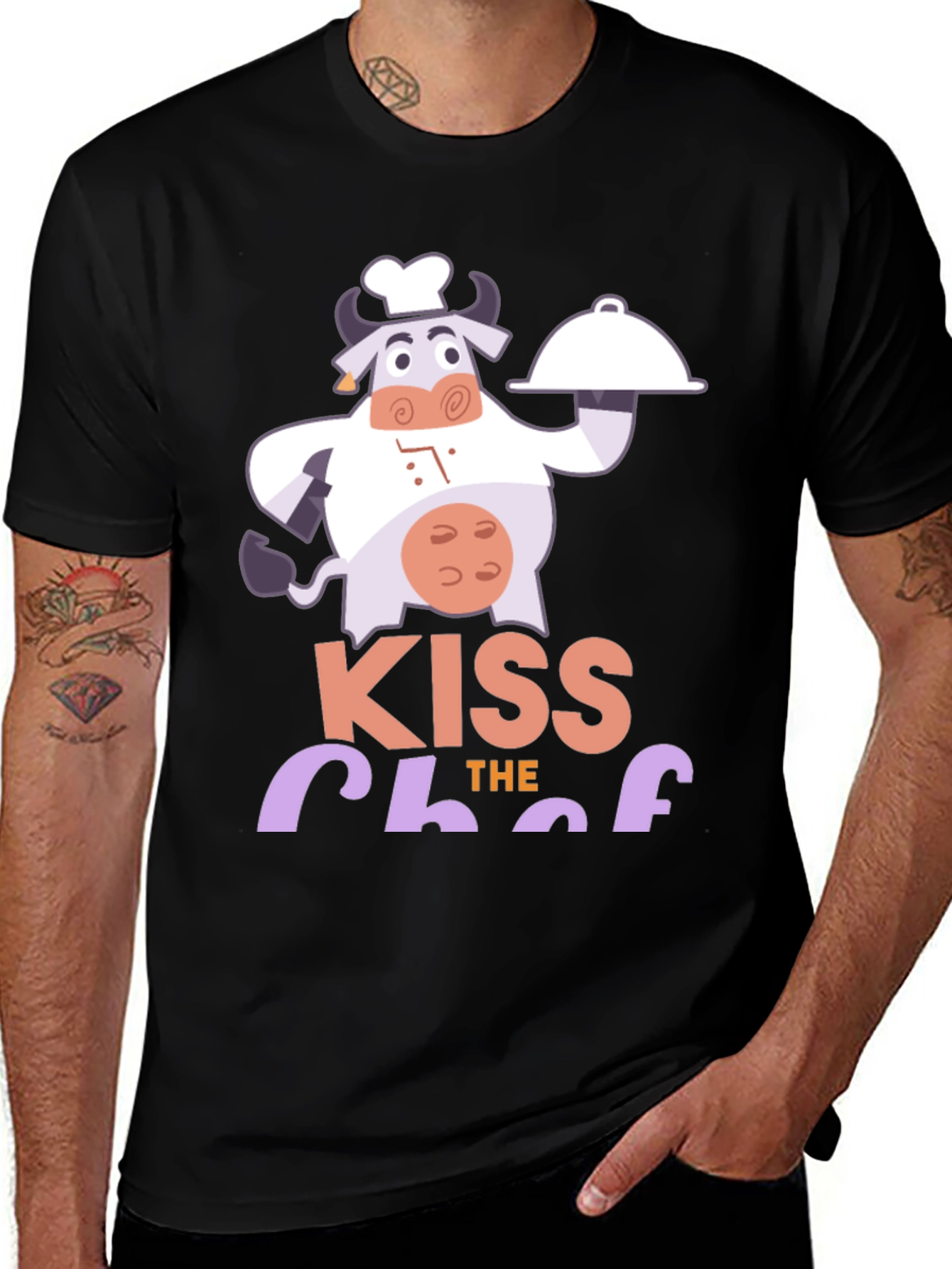 Variant 23 of Kiss The Chef Funny Cow Cook Graphic T-Shirt