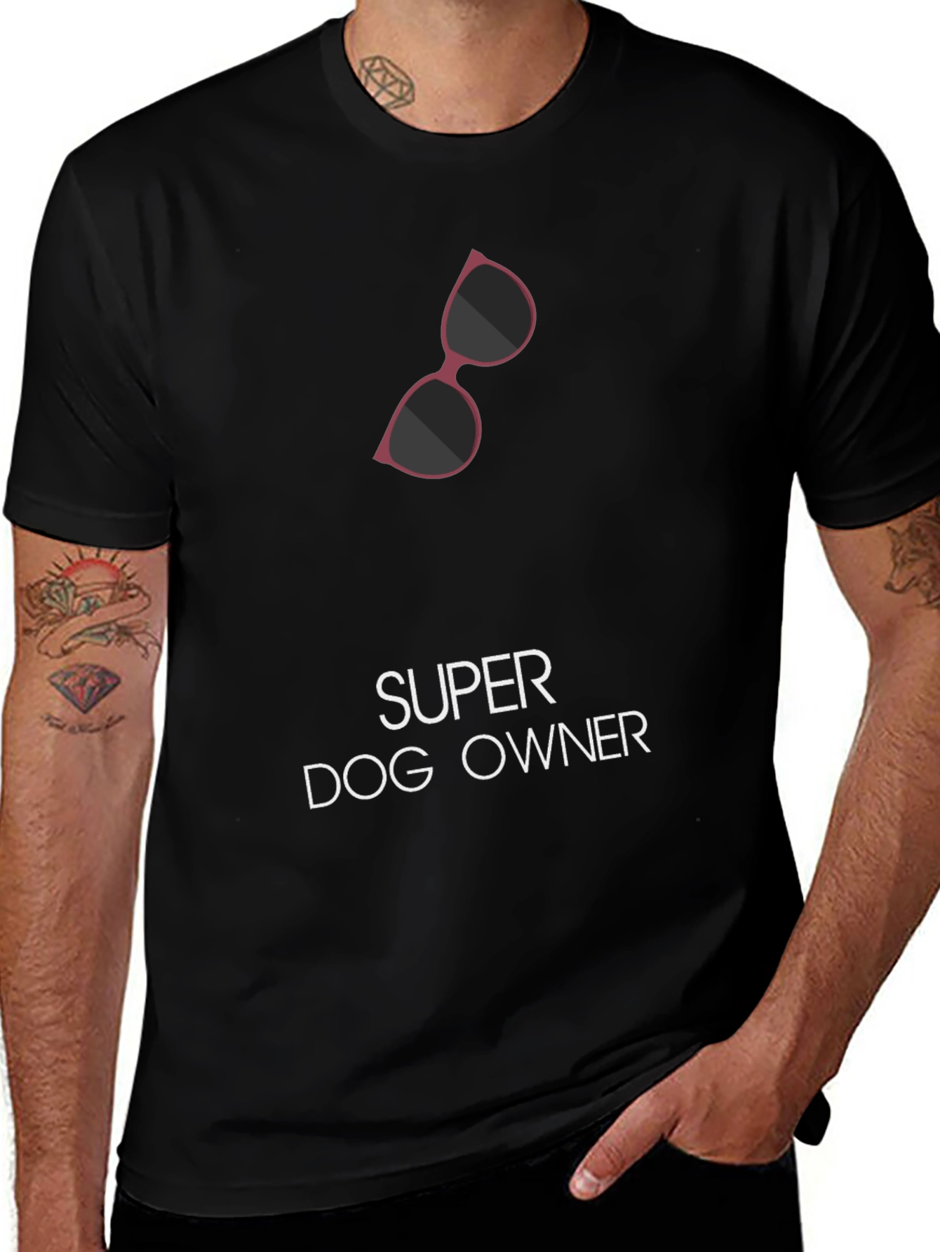 Variant 20 of Super Dog Owner T-Shirt with Sunglasses Design
