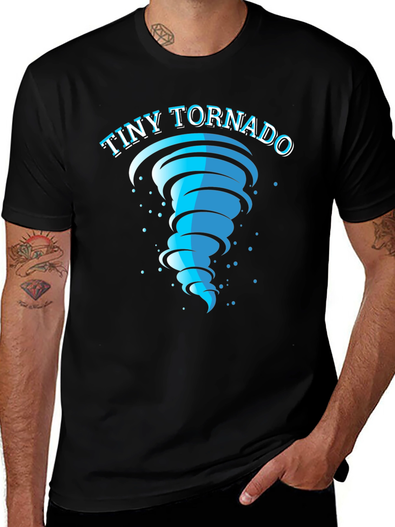 Variant 28 of Tiny Tornado Graphic Black T-Shirt - Men's Casual Tee