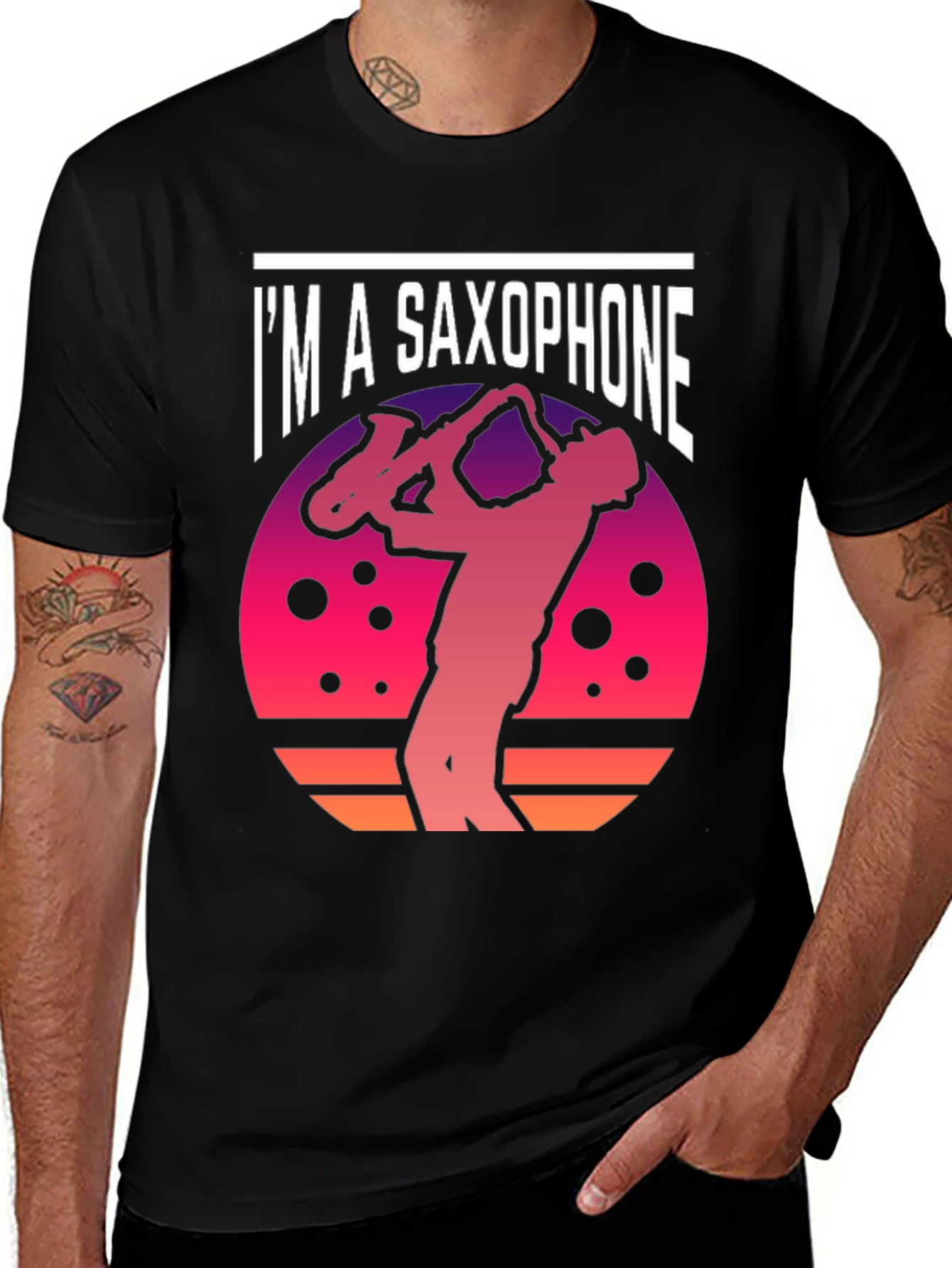 Variant 20 of I'm a Saxophone T-Shirt - Retro Sunset Design