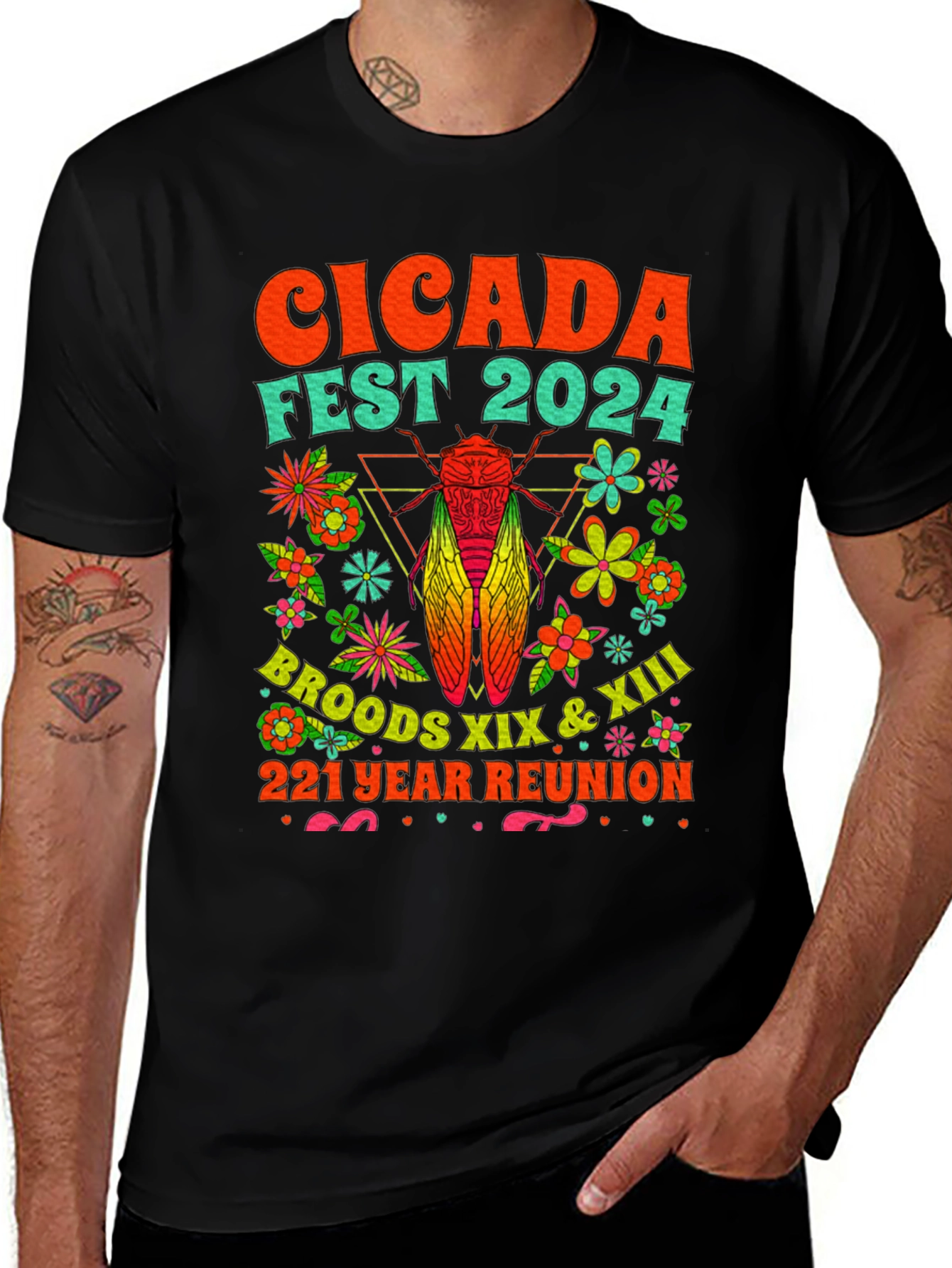 Variant 26 of Cicada Fest 2024 T-Shirt: Broods XIX & XIII Reunion Tee