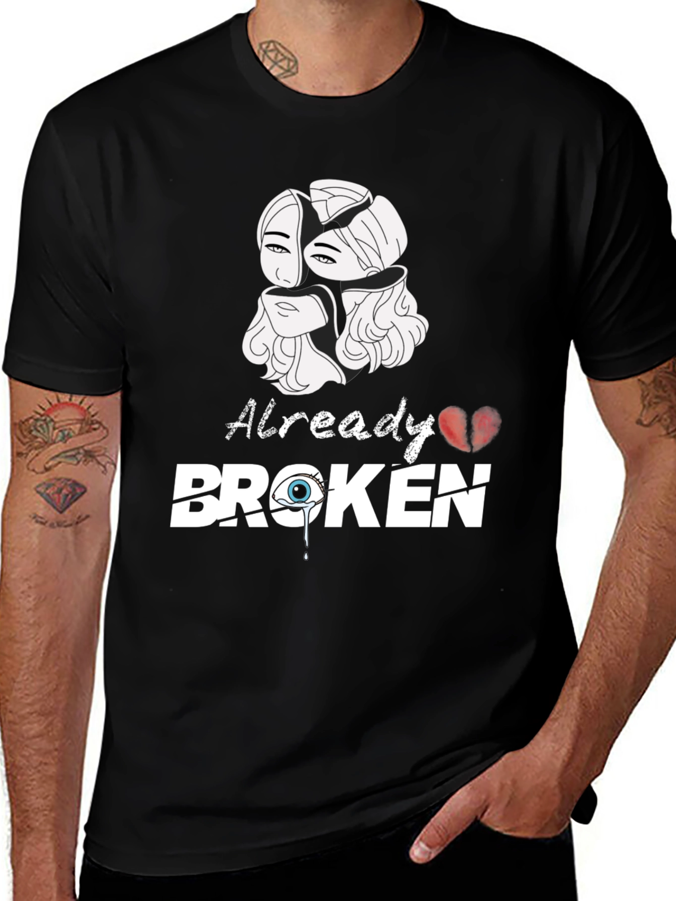Black Already Broken Graphic Tee main image