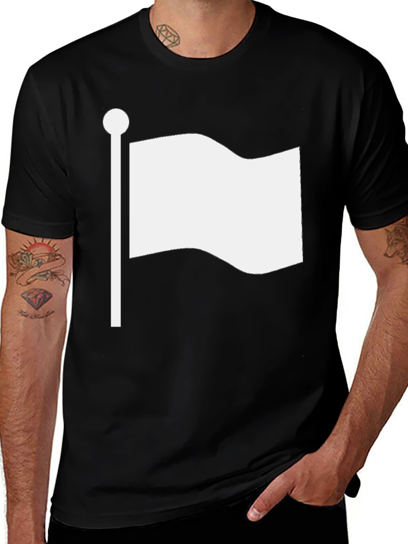 Variant 18 of White Flag Graphic Tee - Soft Cotton Blend