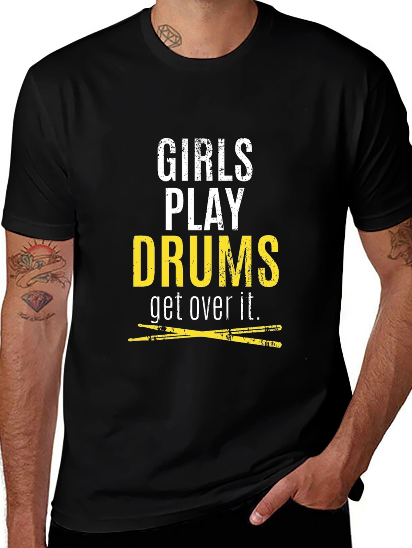 Variant 3 of Girls Play Drums T-Shirt - Get Over It Tee