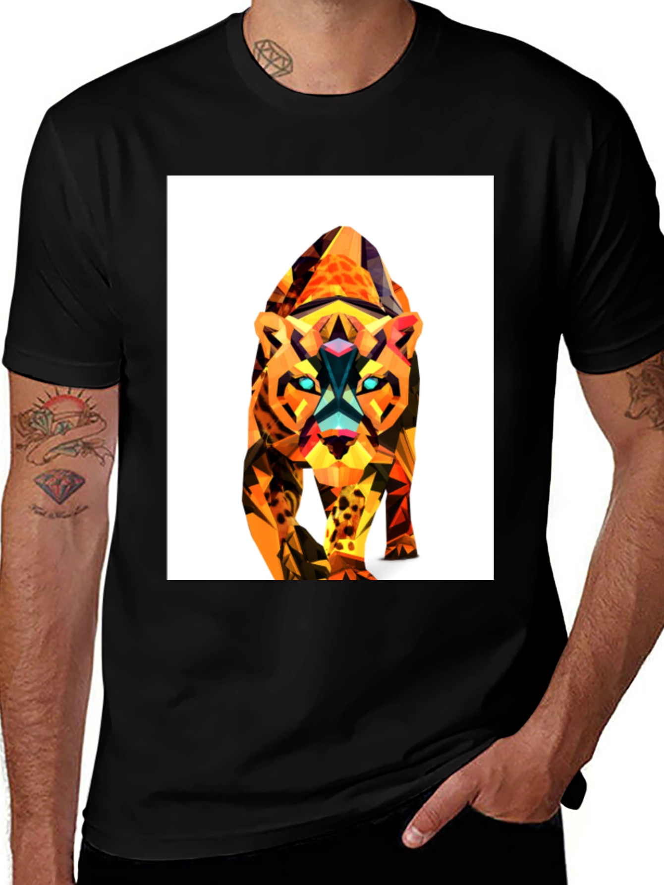 Variant 29 of Geometric Leopard Graphic Tee - Trendy Animal Print