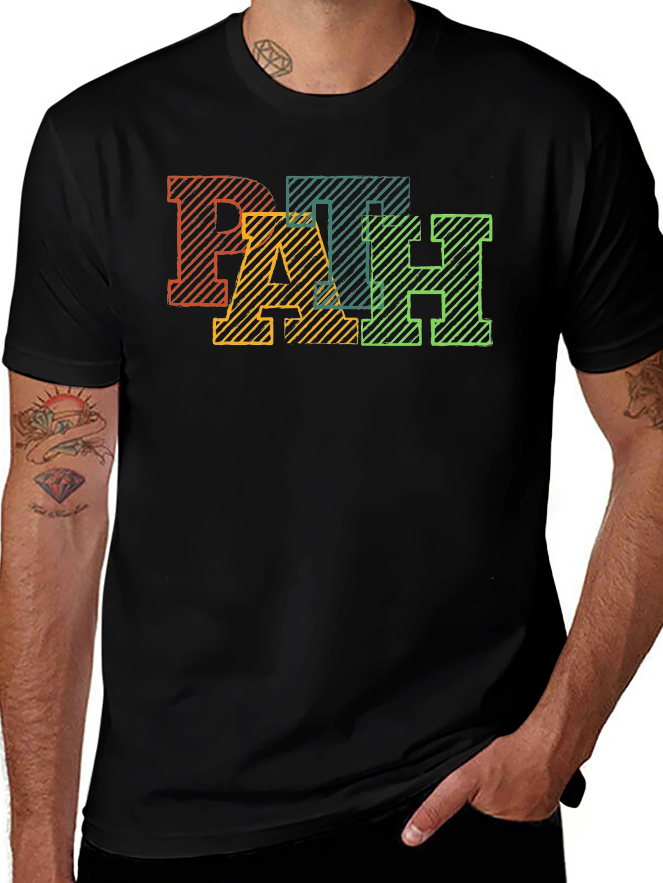Variant 4 of PATH Graphic Tee - Cool Striped Letter Design