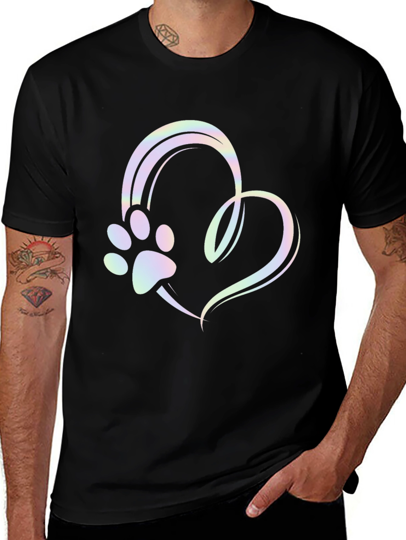 Variant 27 of Paw Print Heart Graphic Tee - Unisex Black T-Shirt