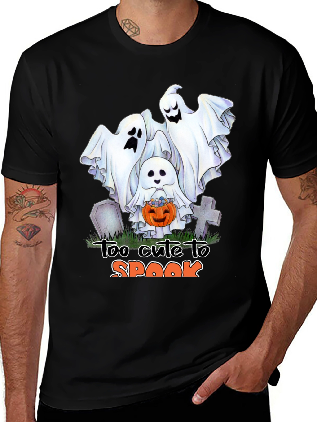 Variant 20 of Cute Halloween Ghost T-Shirt: Too Cute to Spook