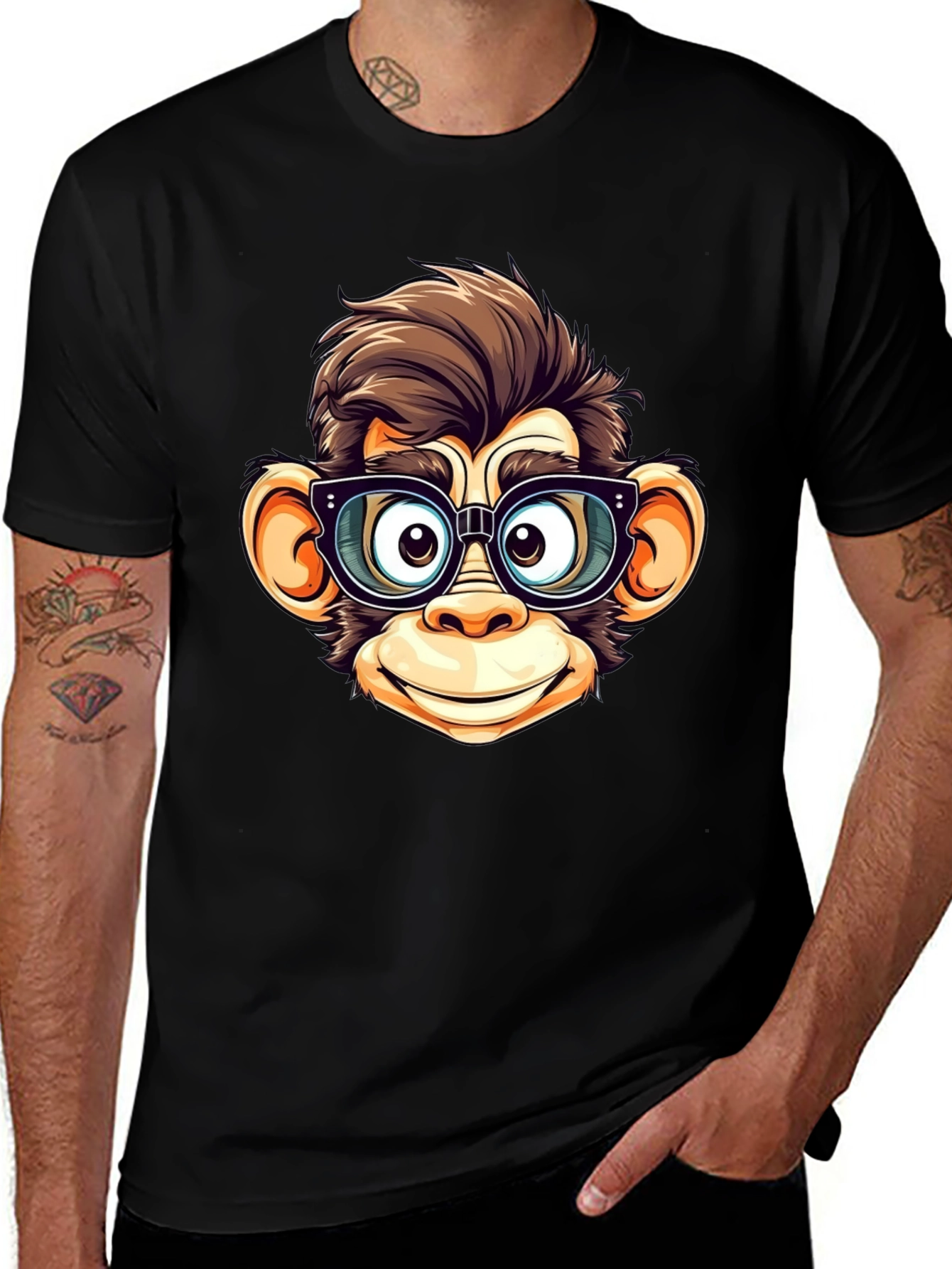 Variant 21 of Hipster Monkey Graphic Tee - Cool & Quirky!
