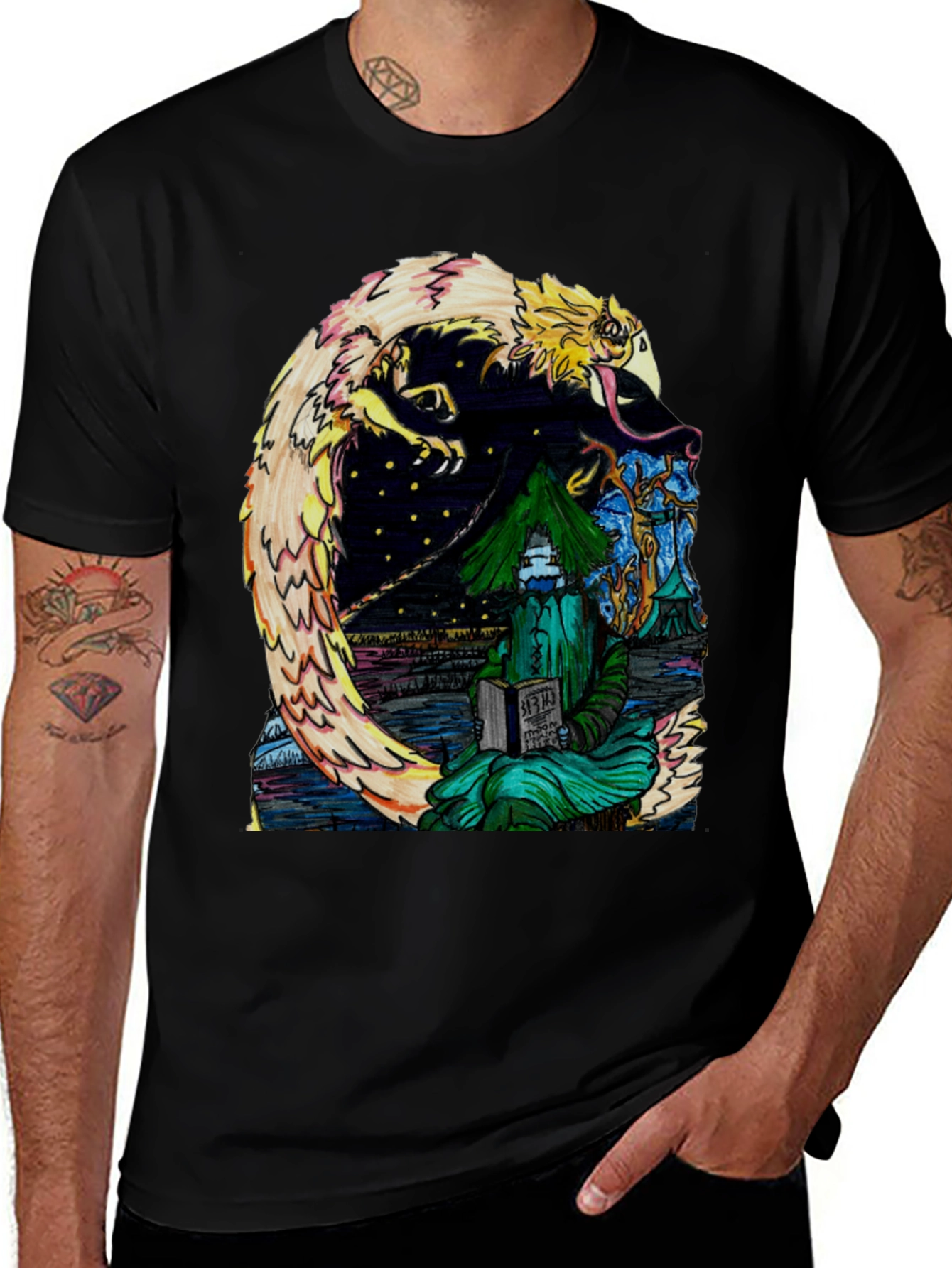 Variant 25 of Dragon Reading T-Shirt