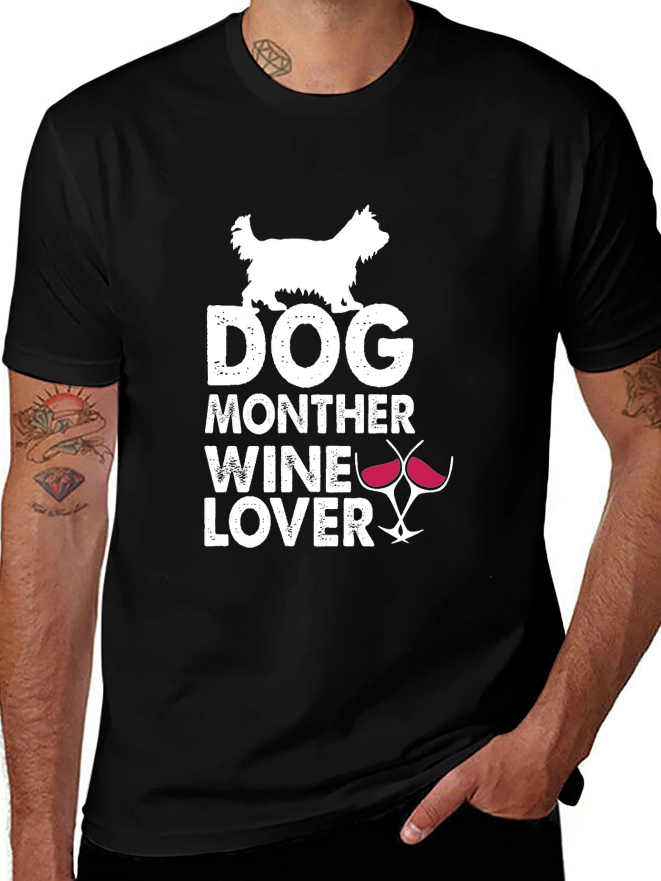 Dog Monther Wine Lover Black T-Shirt