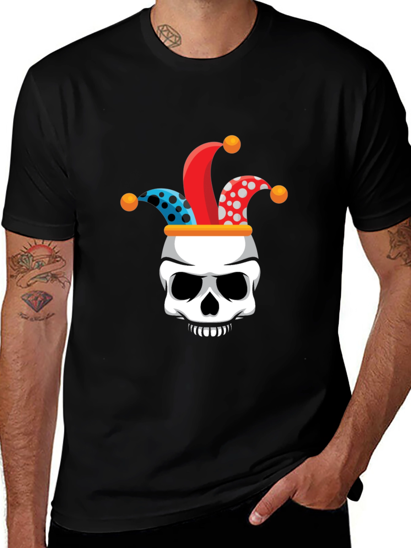 Jester Skull Graphic Tee - Men's Black T-Shirt