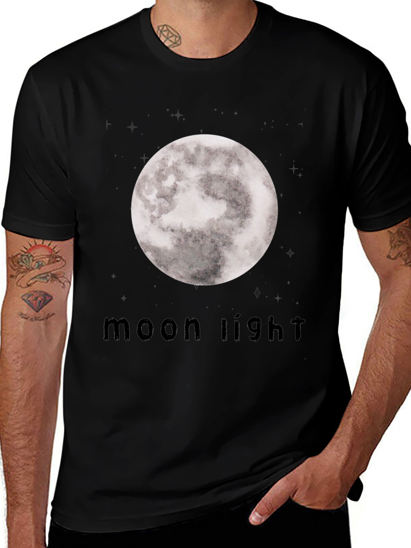 Variant 6 of Moonlight Graphic Tee - Stylish Black Cotton T-Shirt