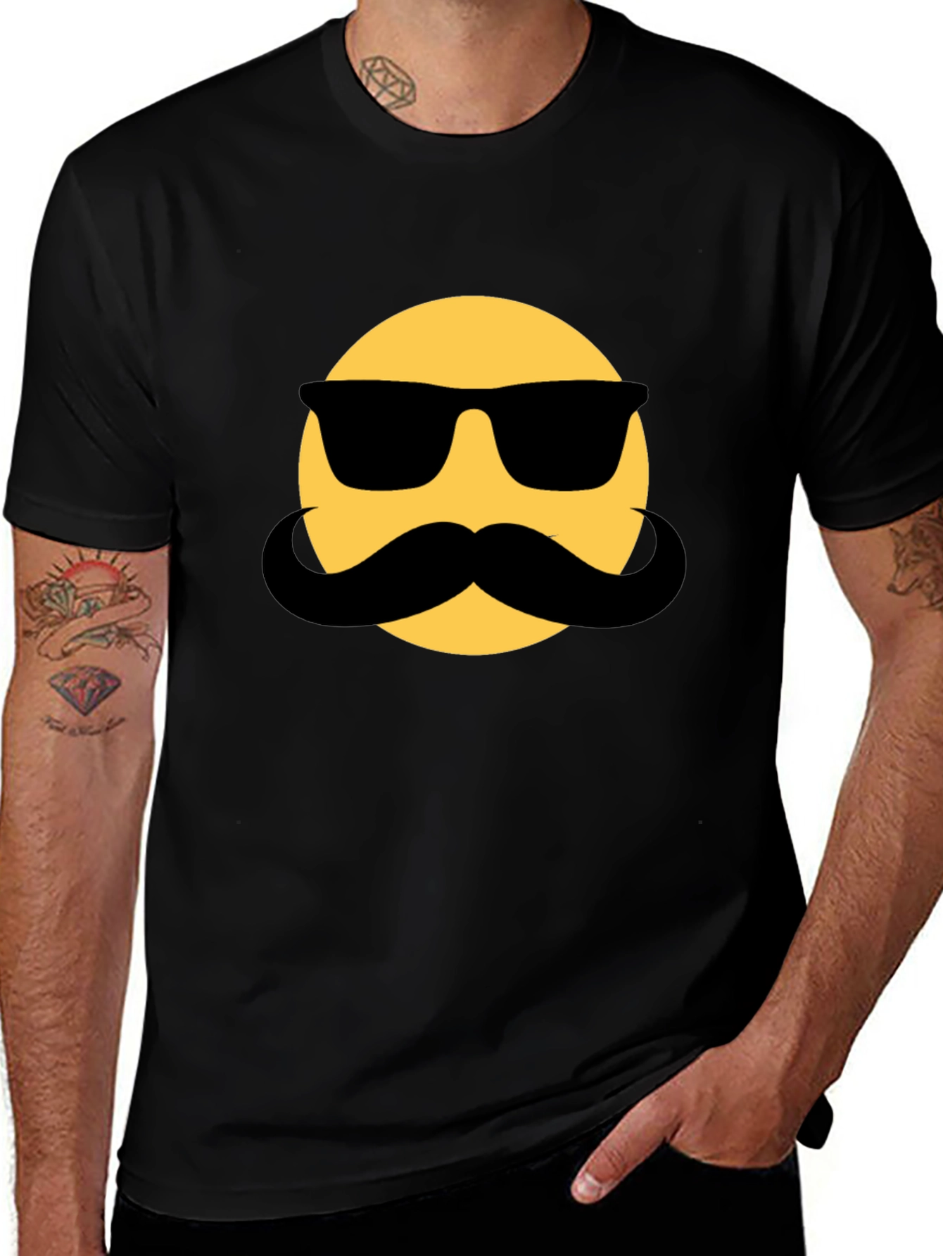Variant 12 of Cool Dude Emoji T-Shirt - Black Cotton Blend