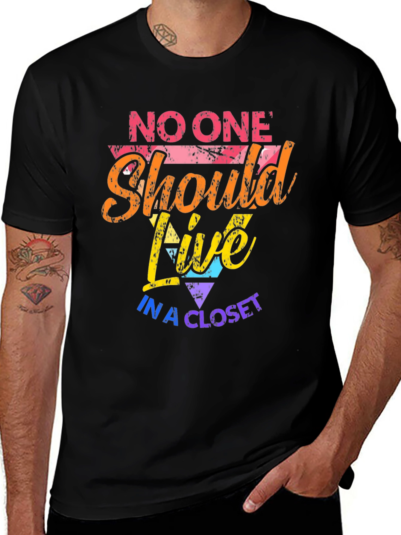 LGBTQ+ Pride Graphic Tee - No One Should Live in a Closet