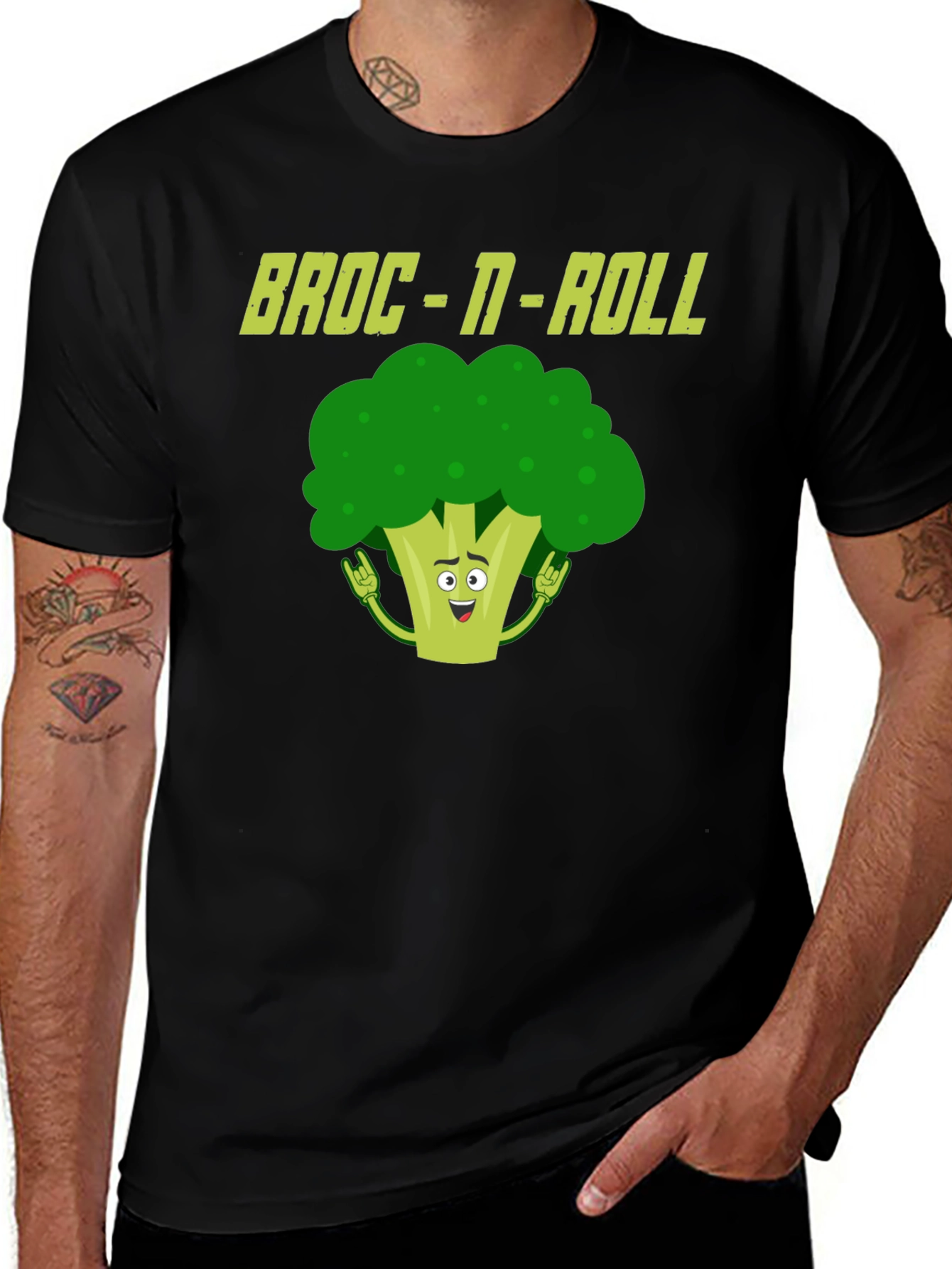 Variant 14 of Broc-N-Roll Funny Broccoli Graphic T-Shirt