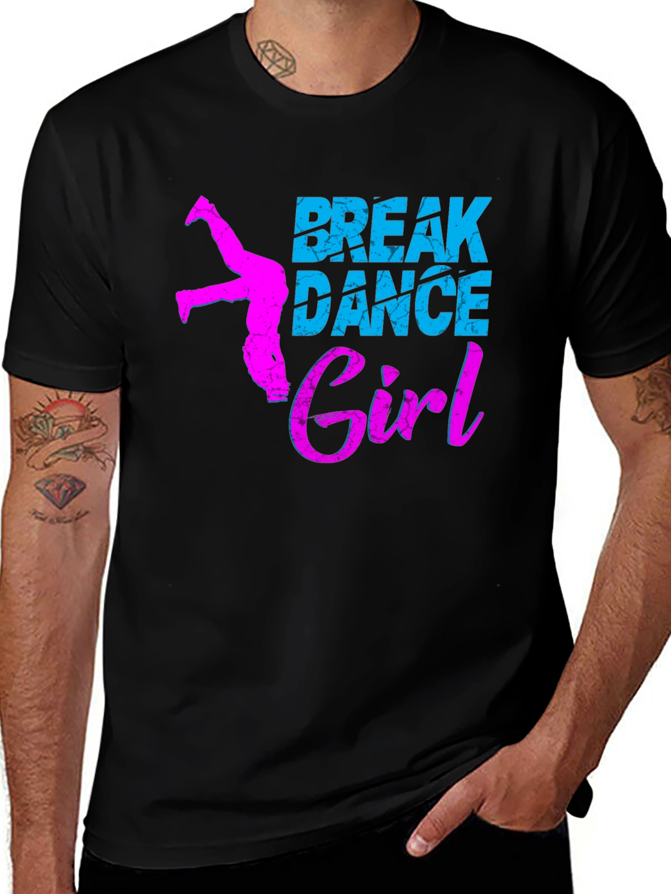Variant 2 of Break Dance Girl Graphic Tee - Black