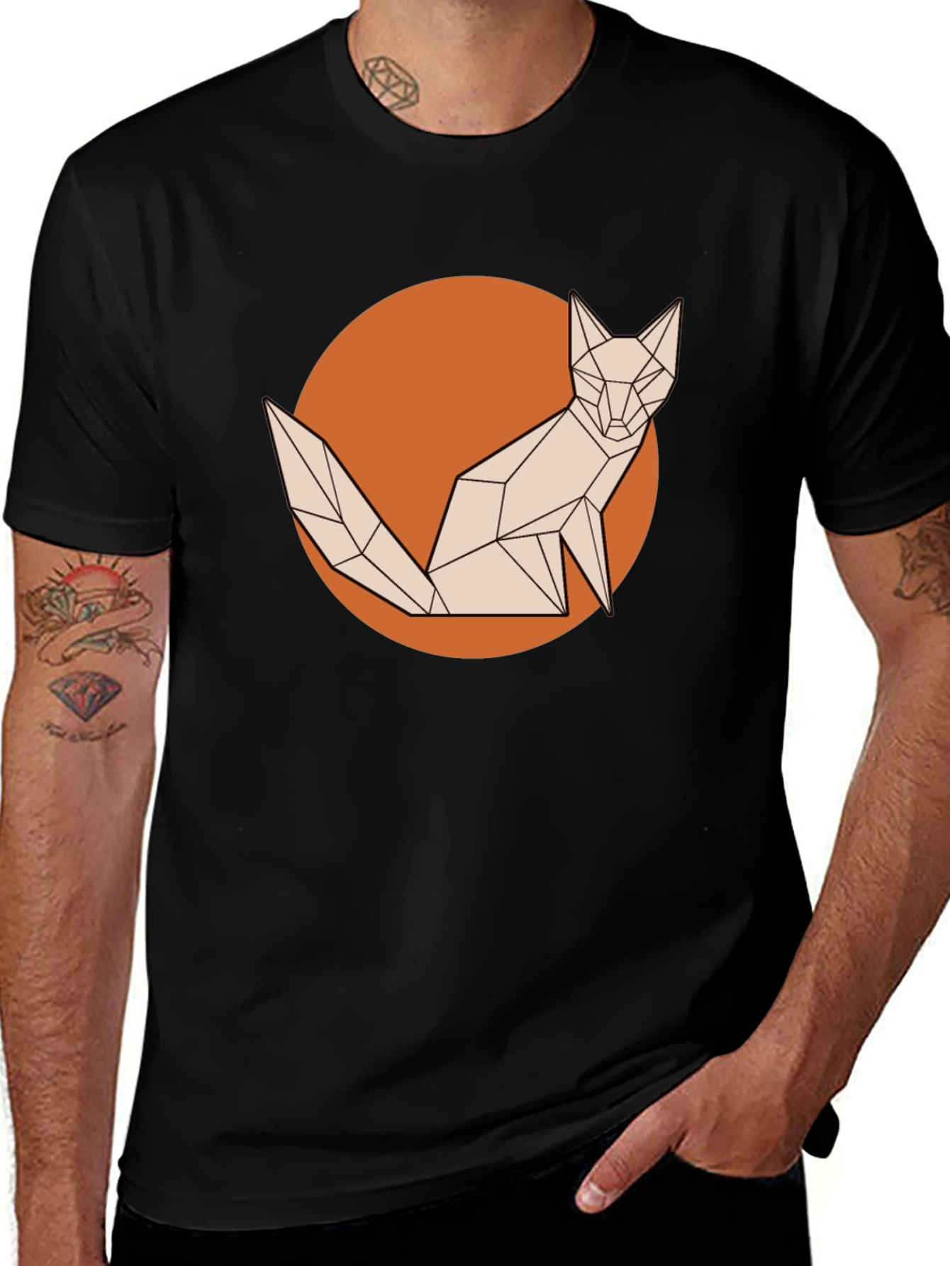 Variant 7 of Geometric Fox Graphic Tee - Stylish Men's T-Shirt