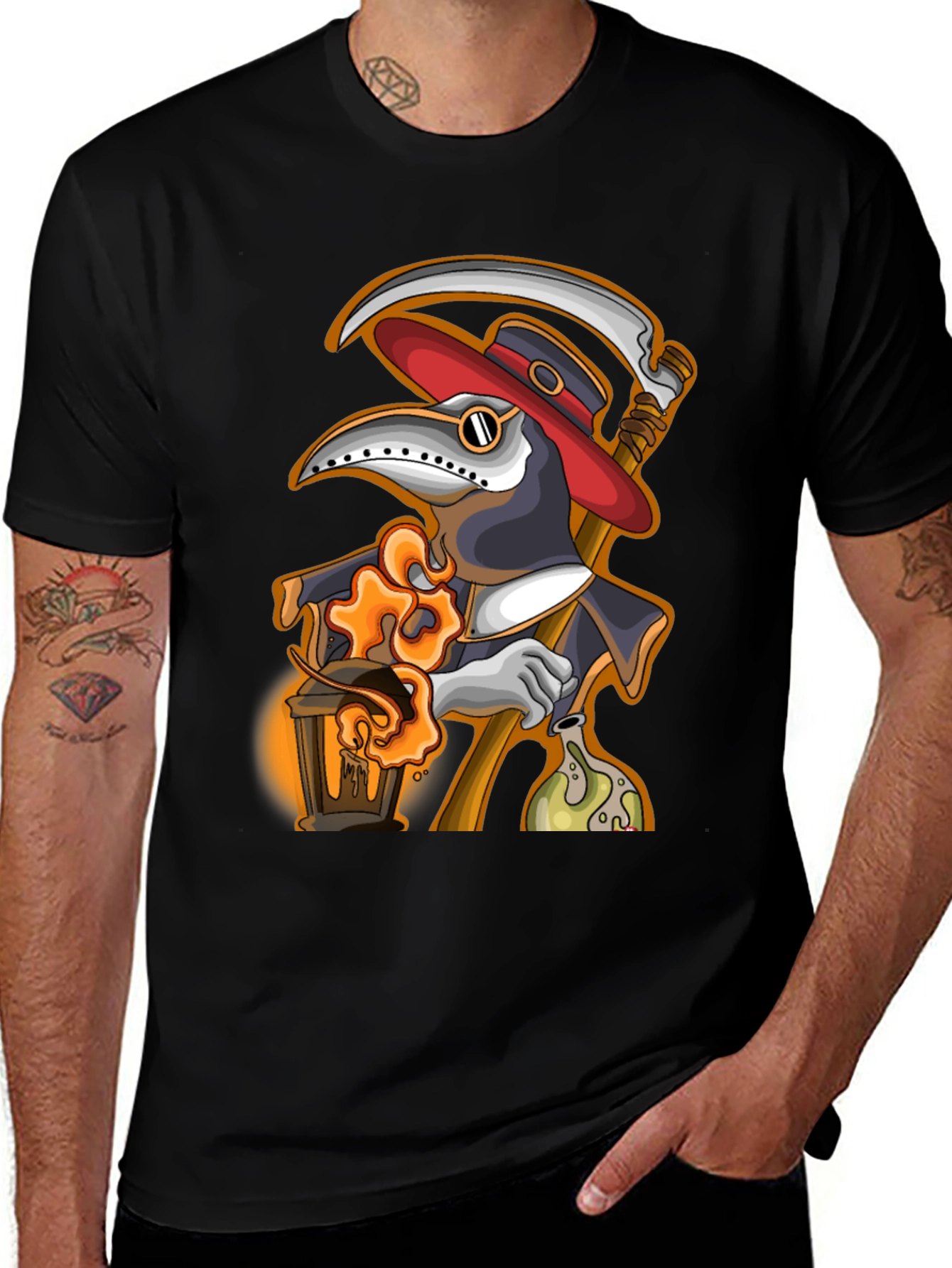 Black Plague Doctor Grim Reaper T-Shirt main image