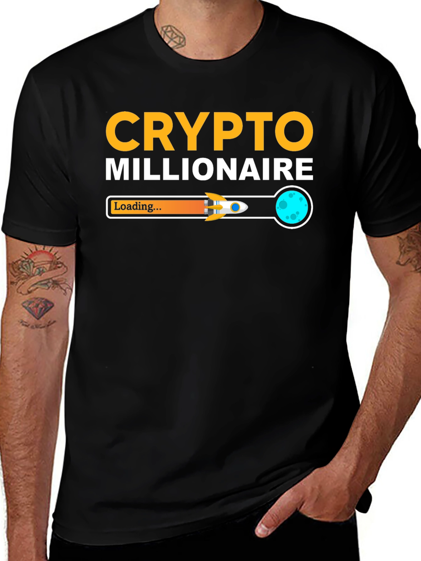 Variant 22 of Crypto Millionaire Loading Black T-Shirt