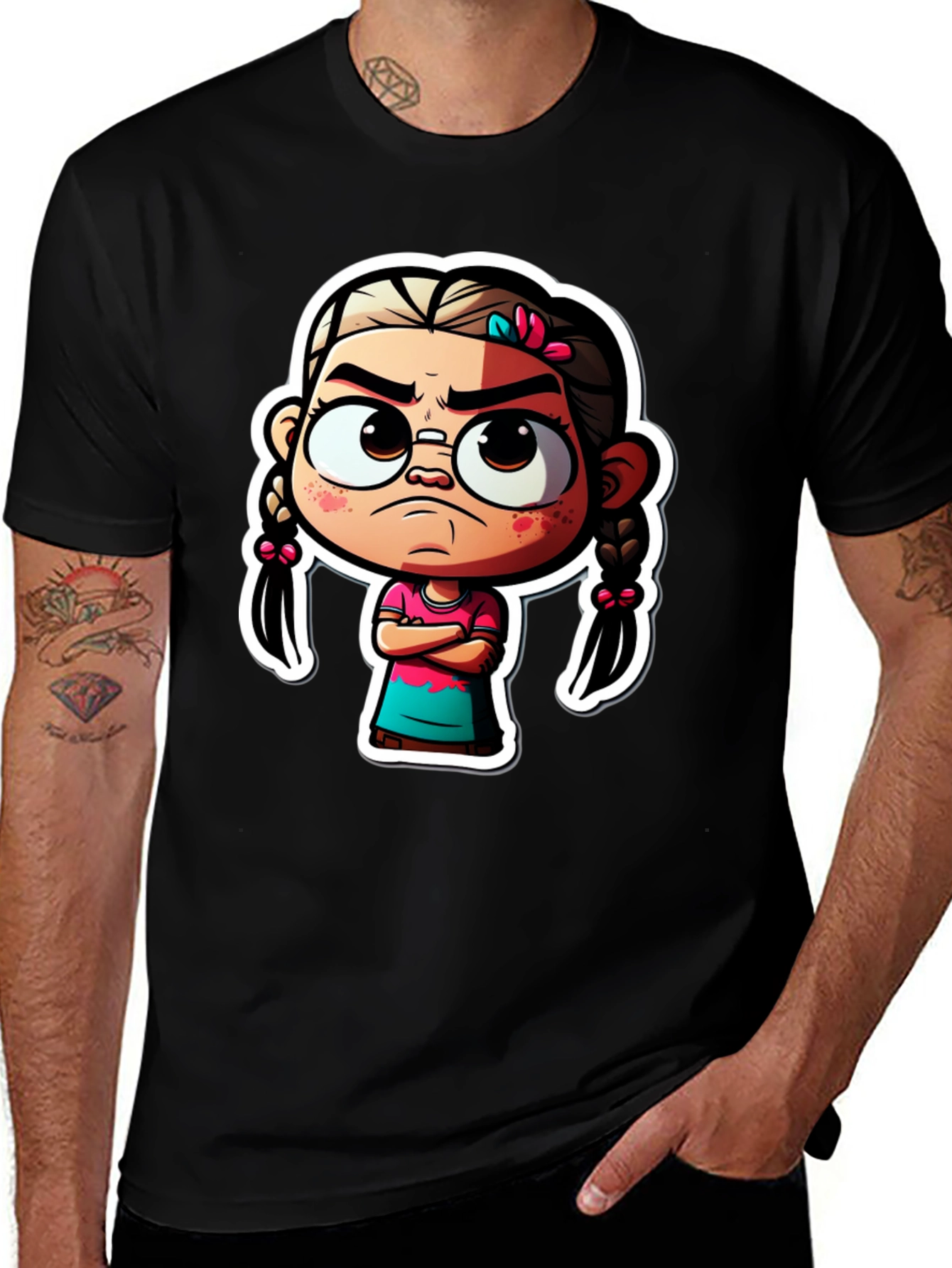 Variant 17 of Grumpy Girl Cartoon T-Shirt