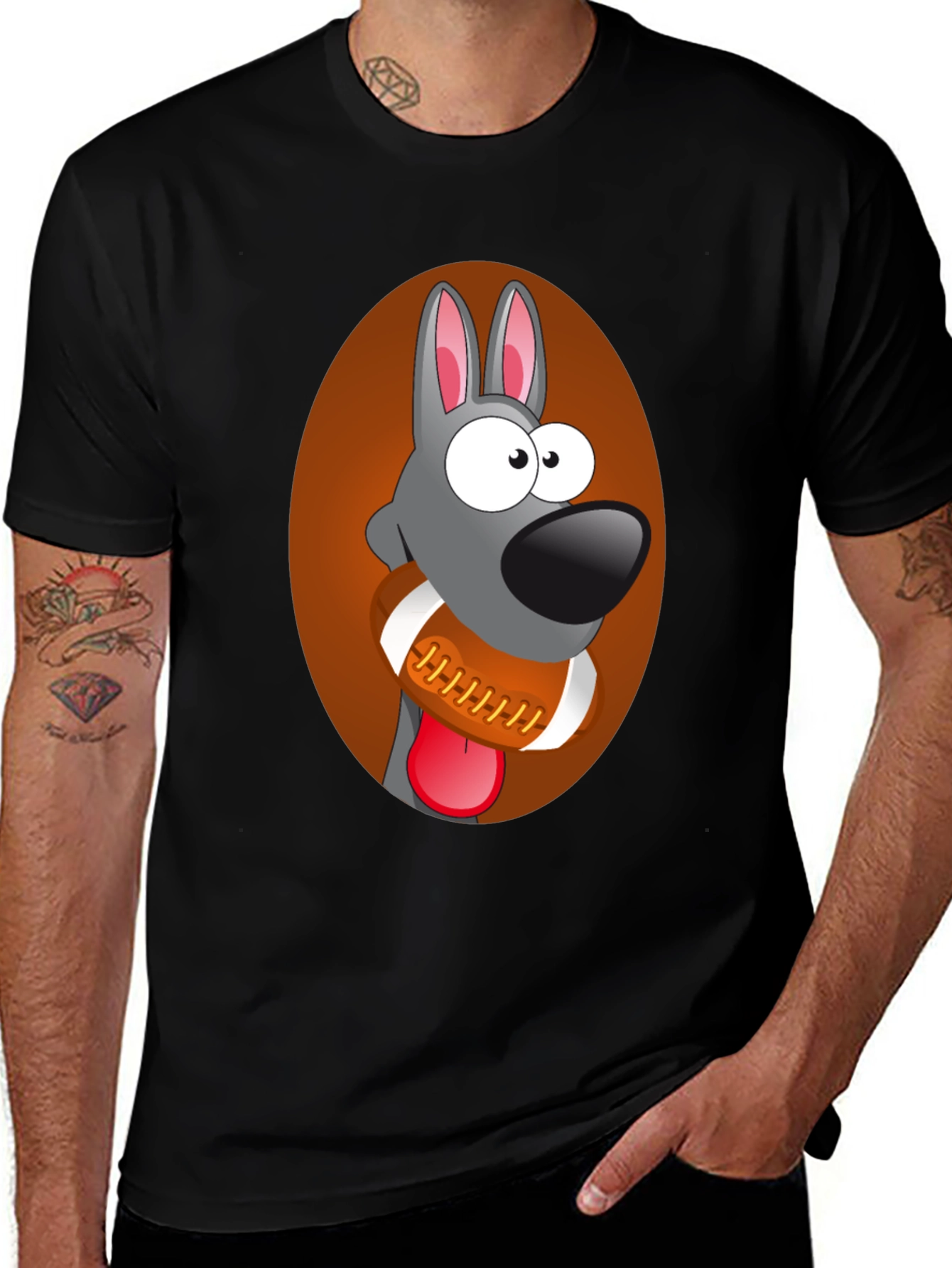 Variant 16 of Funny Dog with Football Graphic Tee