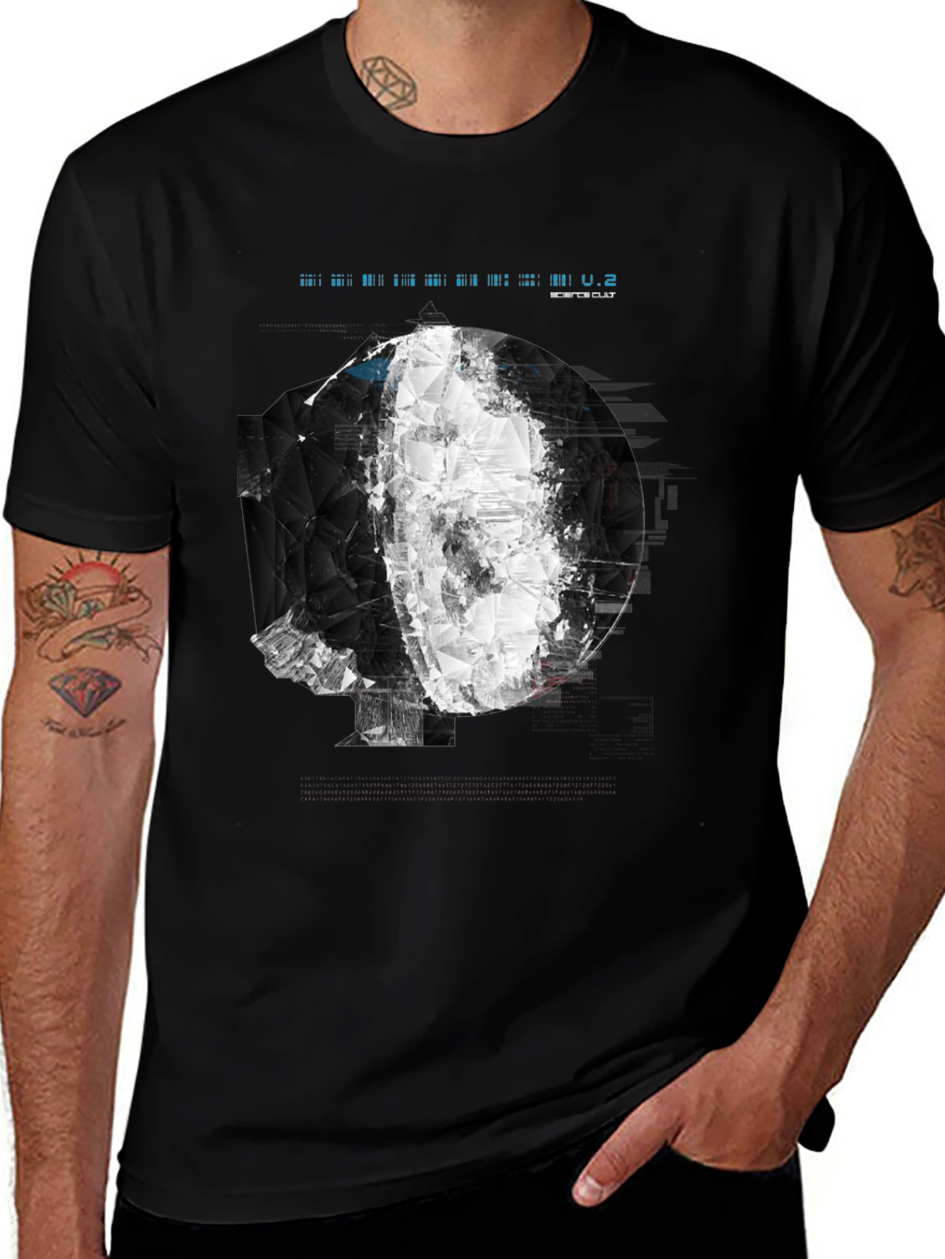 Variant 25 of Abstract Graphic Print Men's Black T-Shirt