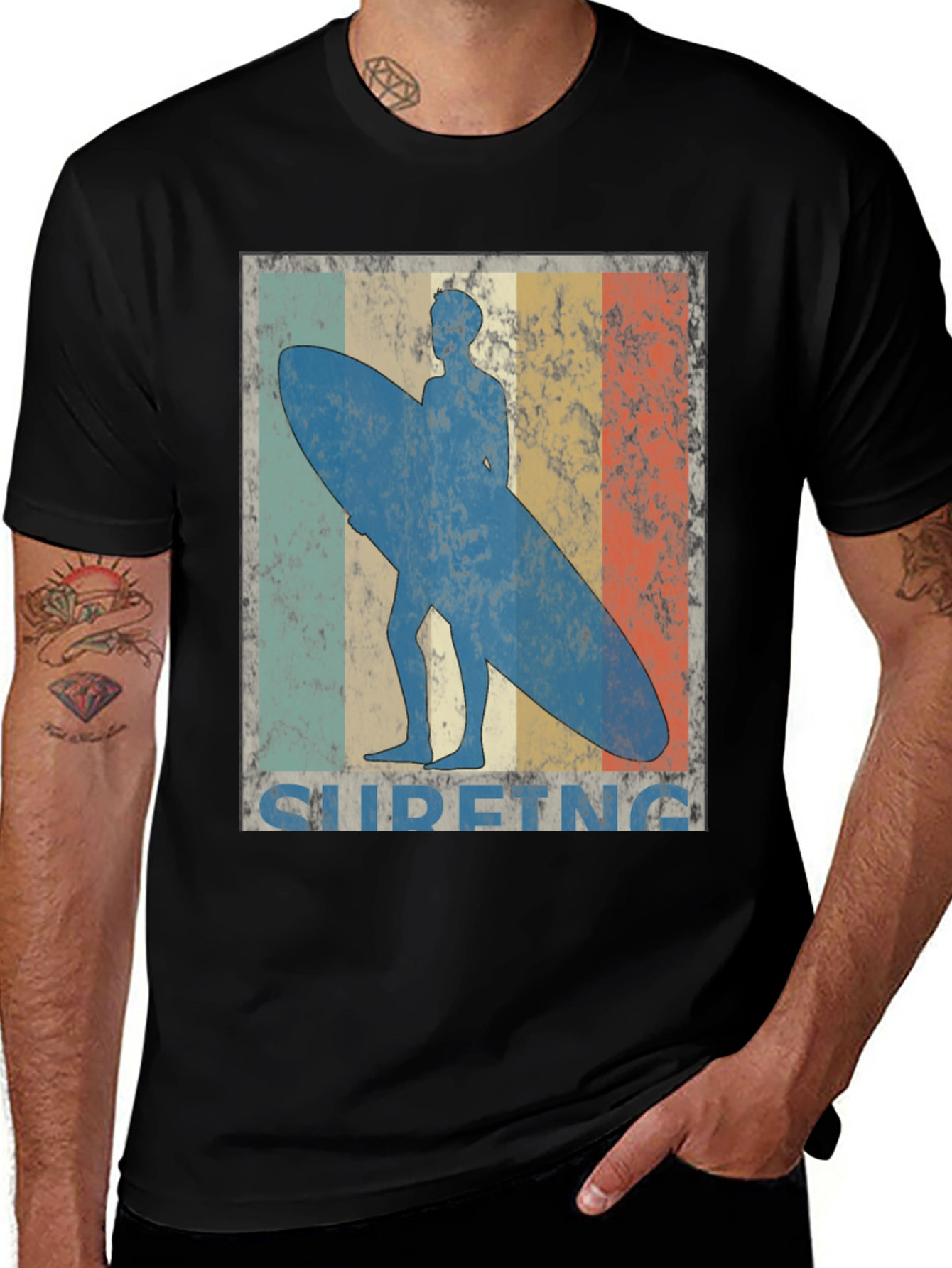 Retro Surfing T-Shirt - Vintage Style Surf Design