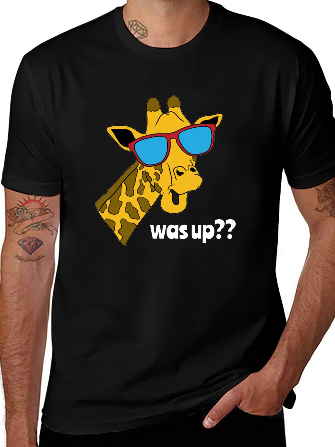 Variant 25 of Cool Giraffe Was Up?? T-Shirt - Black