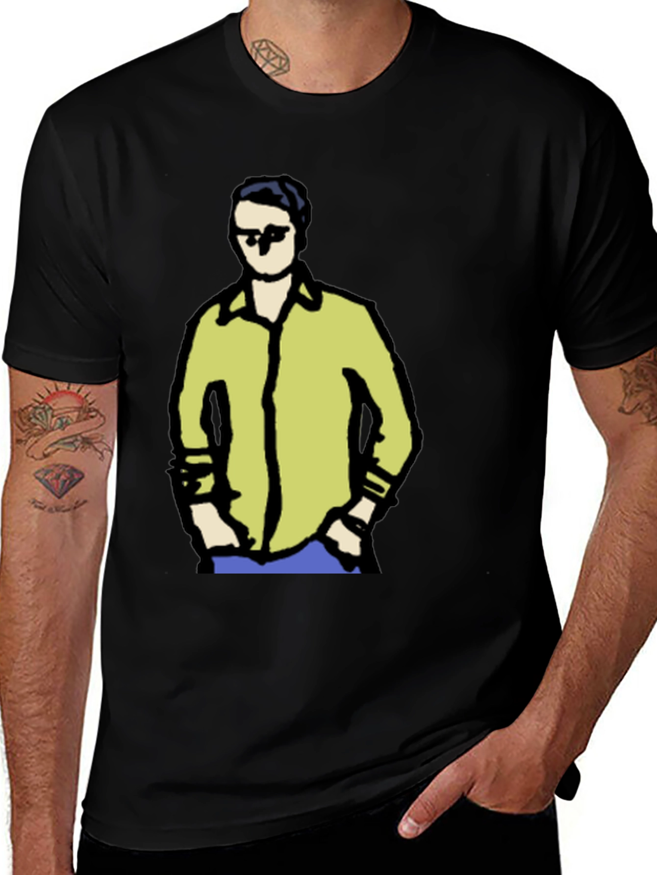 Variant 17 of Cool Cartoon Guy Graphic Tee - Black