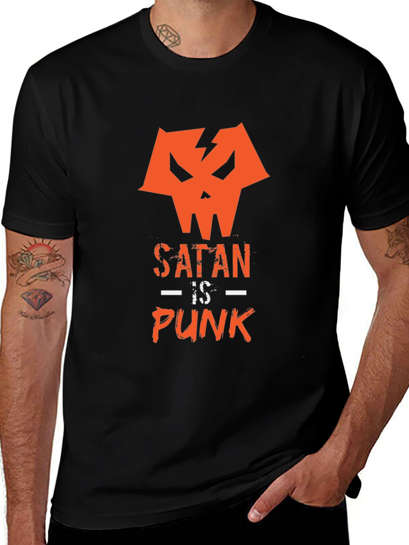Variant 10 of Satan is Punk Graphic Tee - Black Cotton T-Shirt