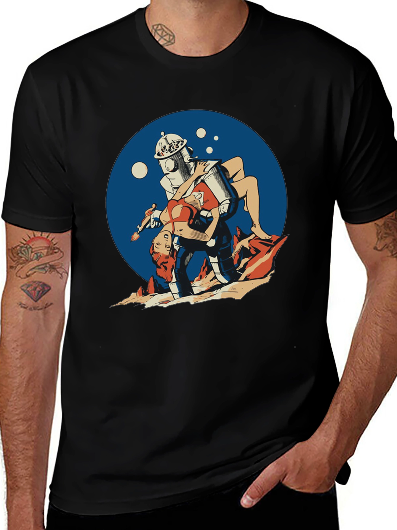 Variant 9 of Retro Robot Pinup T-Shirt