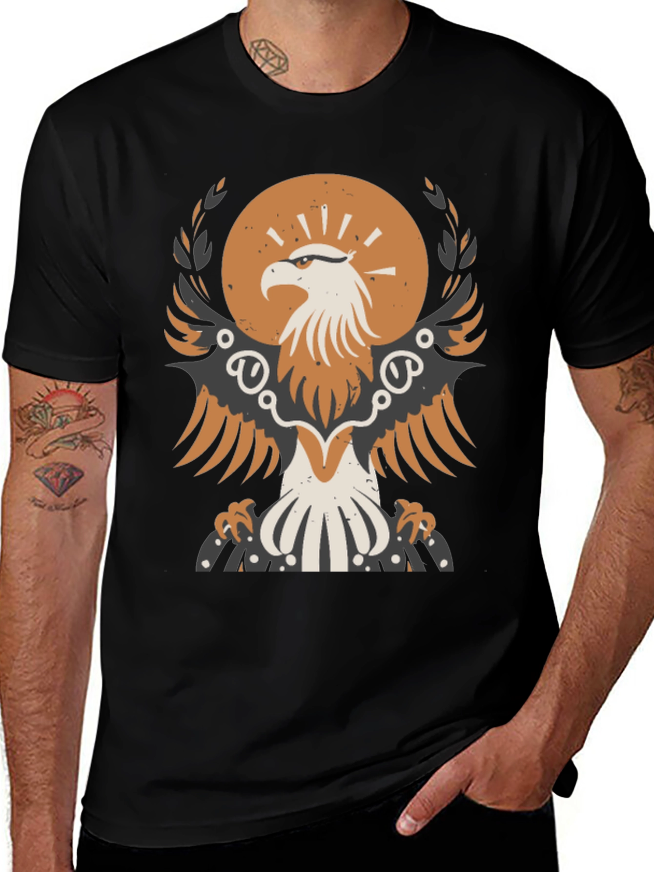 Variant 27 of Eagle Graphic T-Shirt - Vintage Style Black Tee