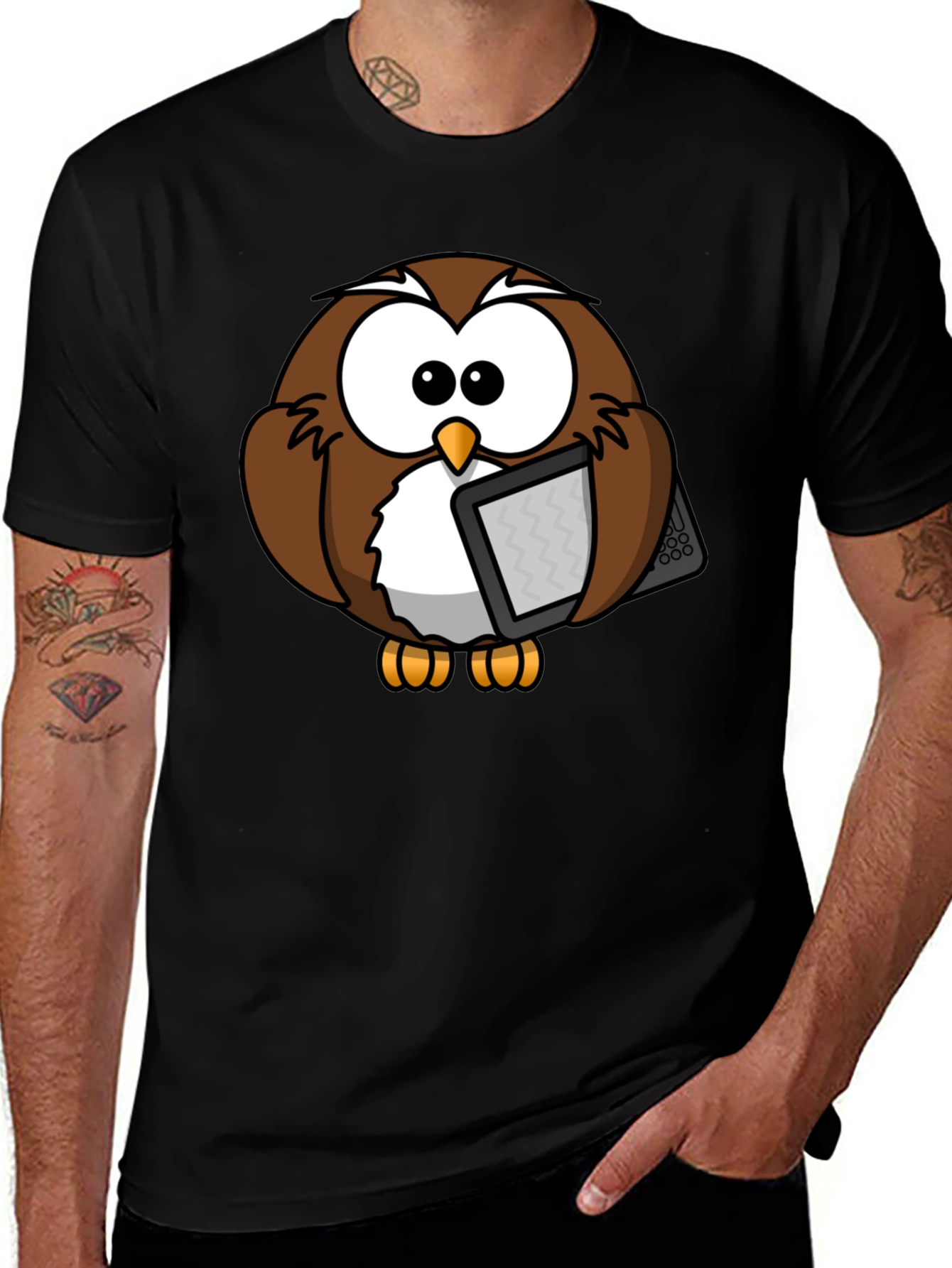 Variant 3 of Owl Reading Tablet Graphic Tee