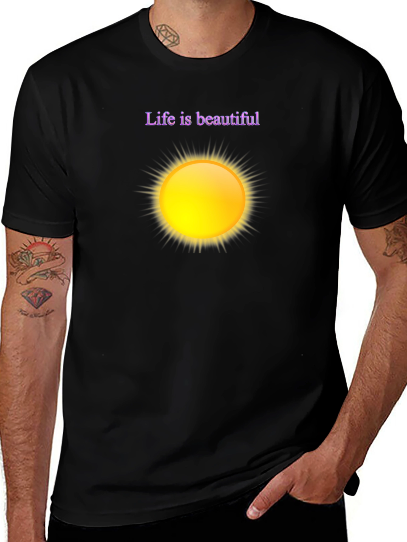Variant 2 of Life is Beautiful Graphic Tee - Black