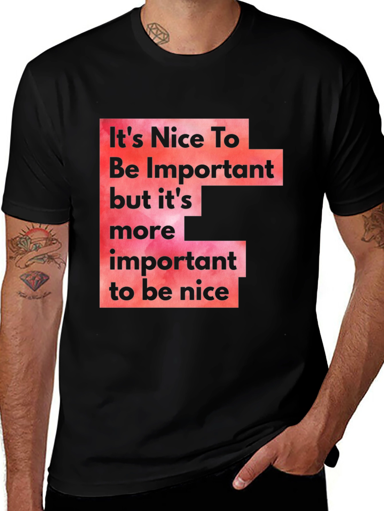 Variant 10 of Nice To Be Important Black Graphic Tee